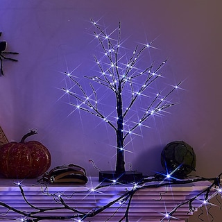 Foto 6 | Halloween Tree Fudios Iluminado Con Temporizador, 80 Luces Led Moradas - Venta Internacional.
