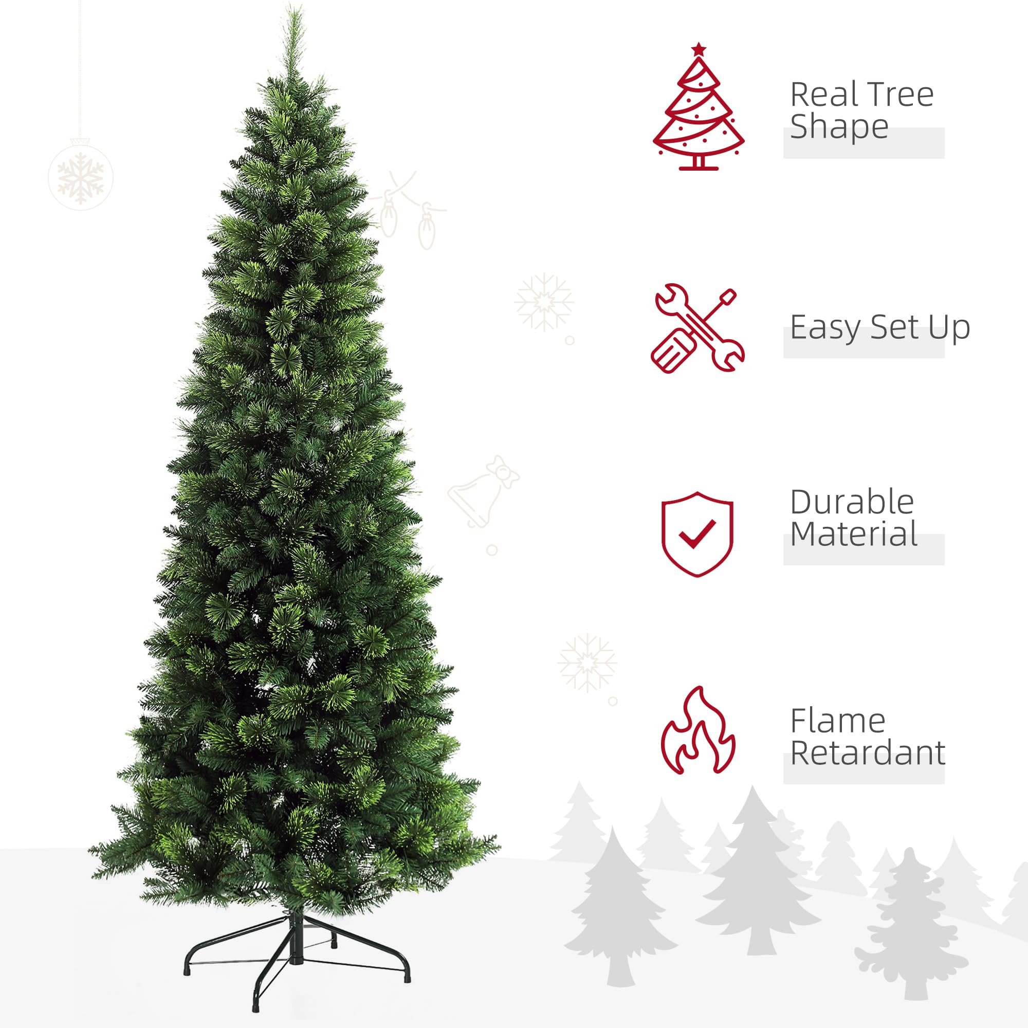 Foto 4 pulgar | Lápiz Christmas Tree Homcom De 7.5 Pies De Alto Con 1075 Ramas, Color Verde - Venta Internacional.