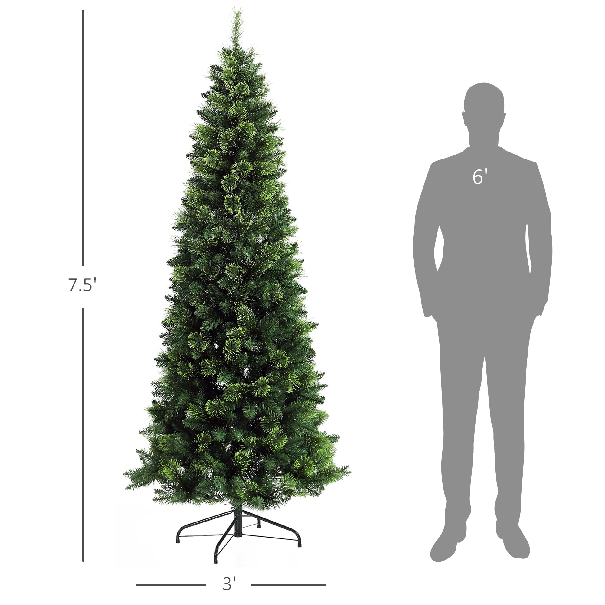 Foto 6 pulgar | Lápiz Christmas Tree Homcom De 7.5 Pies De Alto Con 1075 Ramas, Color Verde - Venta Internacional.