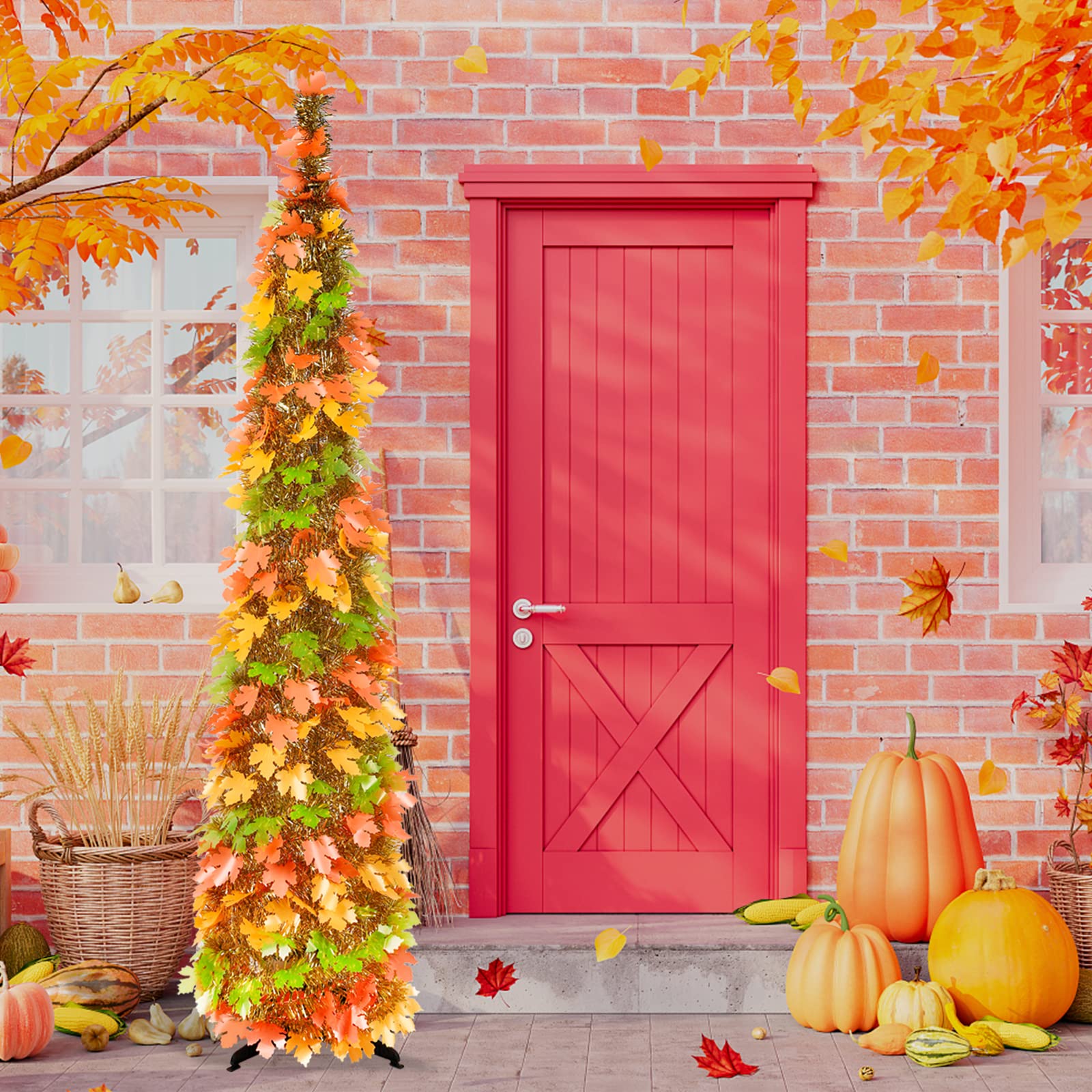 Foto 4 pulgar | Árbol De Navidad Macting Fall Con Luces De 5 Pies Con Soporte Y Led - Venta Internacional.