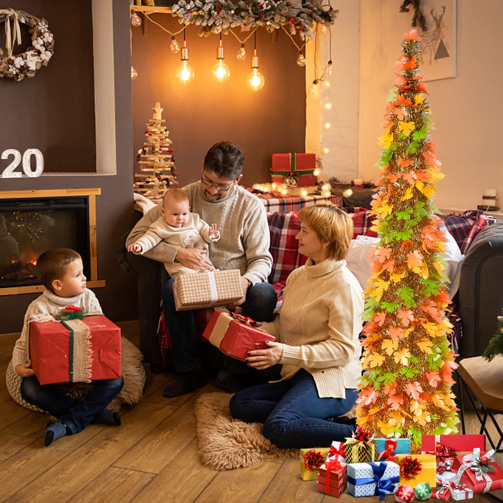 Foto 4 | Árbol De Navidad Macting Fall Con Luces De 5 Pies Con Soporte Y Led - Venta Internacional.