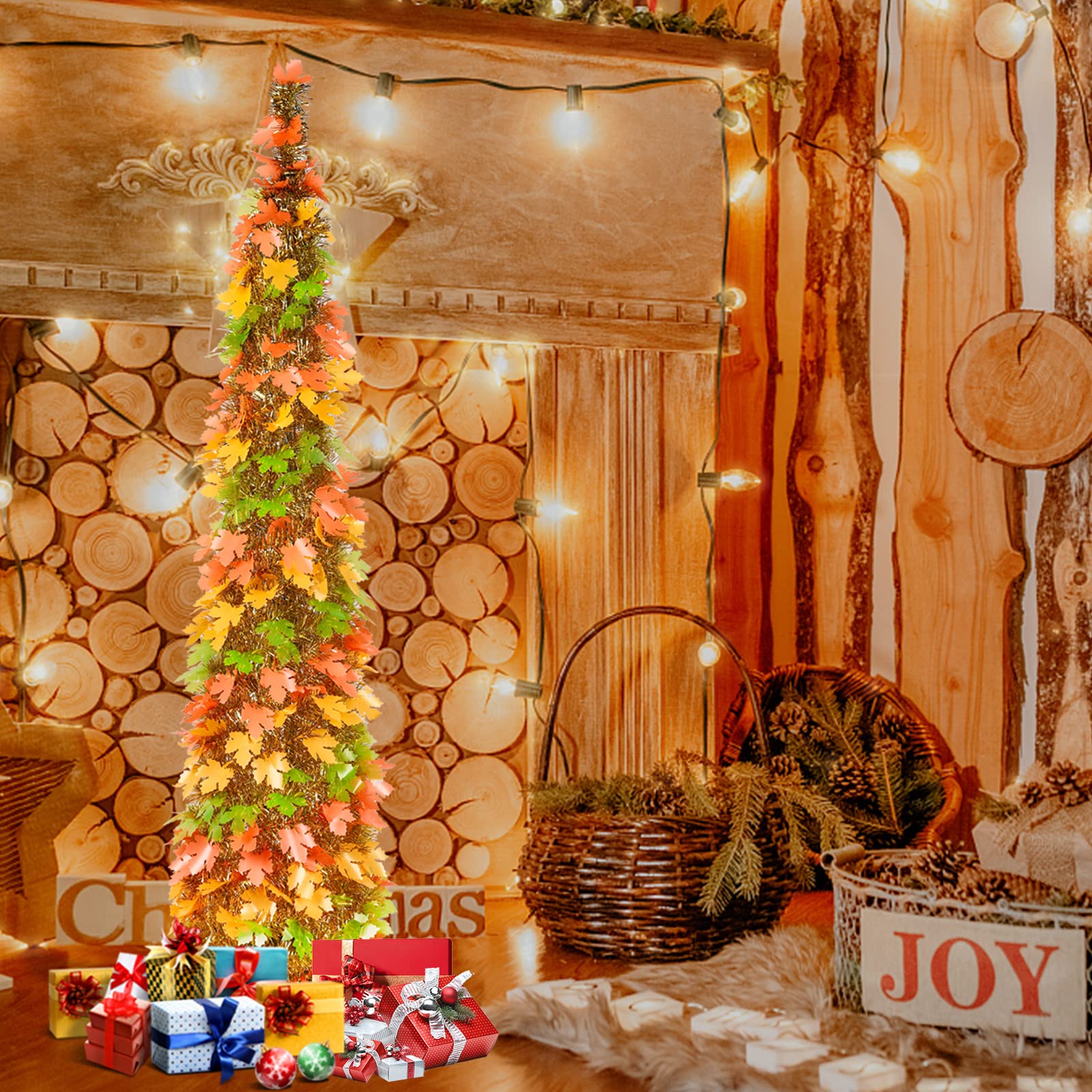 Foto 6 pulgar | Árbol De Navidad Macting Fall Con Luces De 5 Pies Con Soporte Y Led - Venta Internacional.