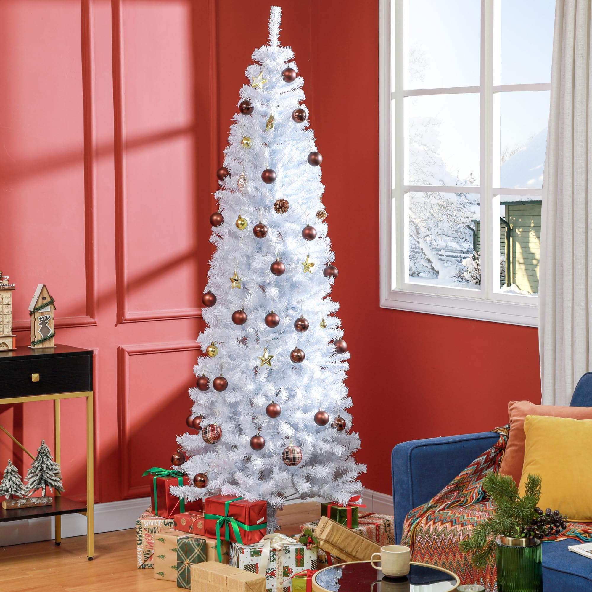 Foto 3 pulgar | Lápiz Homcom Con Forma De Árbol De Navidad, Delgado, 7 Pies, Sin Iluminación, Abeto De Douglas - Venta Internacional.