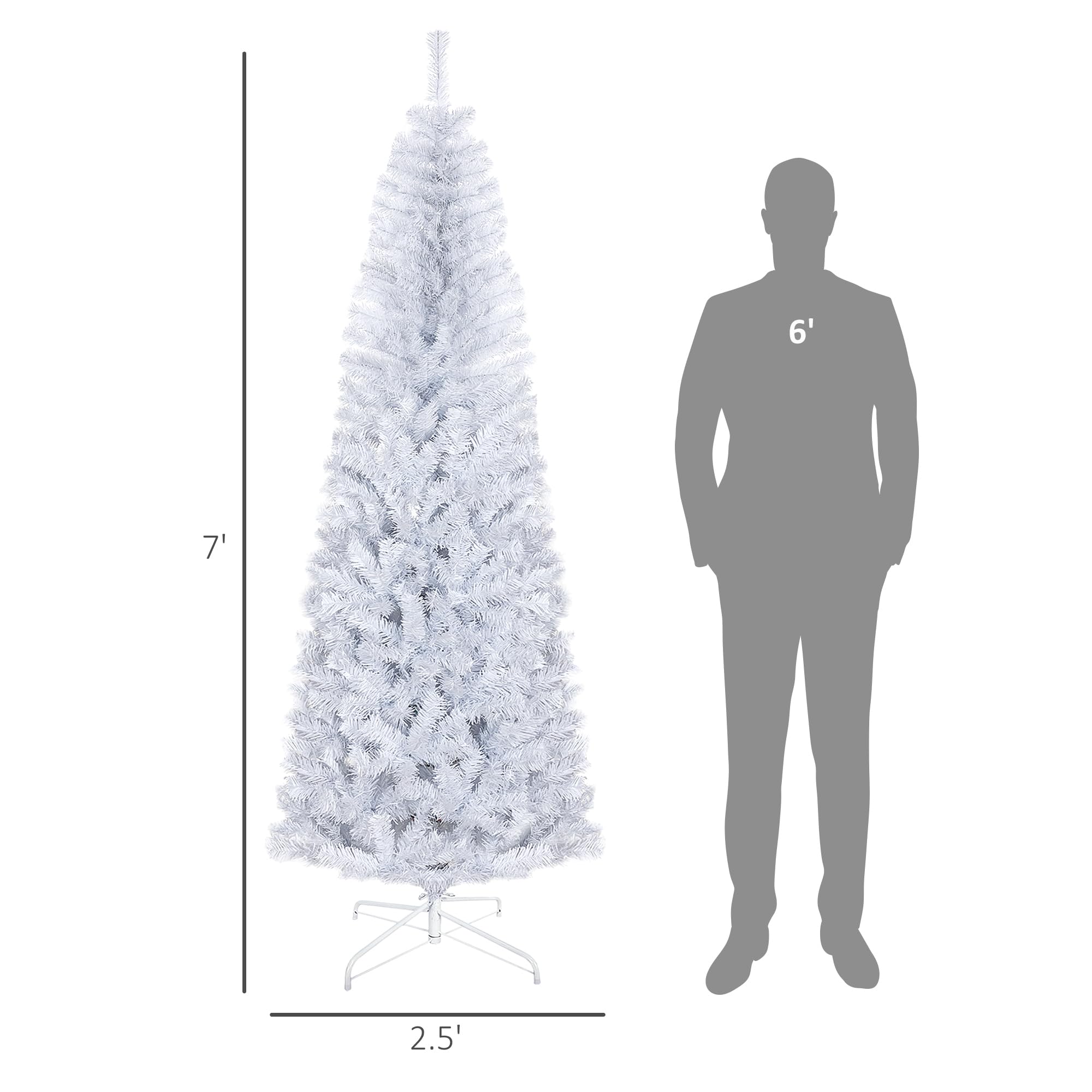 Foto 5 | Lápiz Homcom Con Forma De Árbol De Navidad, Delgado, 7 Pies, Sin Iluminación, Abeto De Douglas - Venta Internacional.