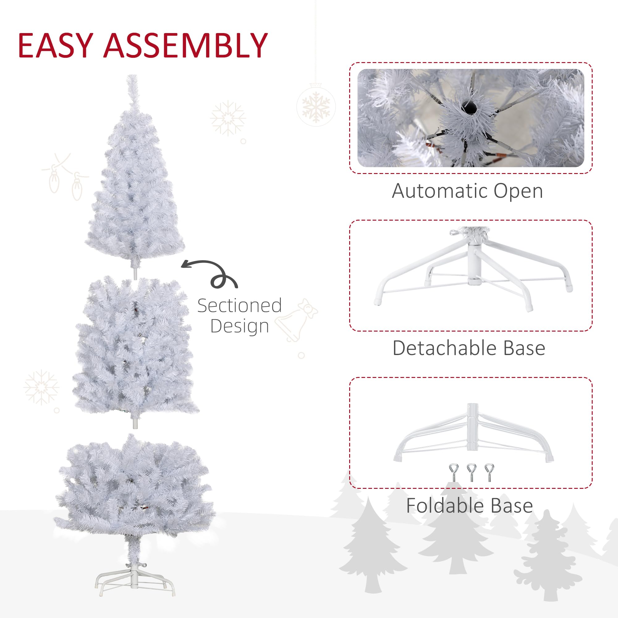 Foto 7 | Lápiz Homcom Con Forma De Árbol De Navidad, Delgado, 7 Pies, Sin Iluminación, Abeto De Douglas - Venta Internacional.