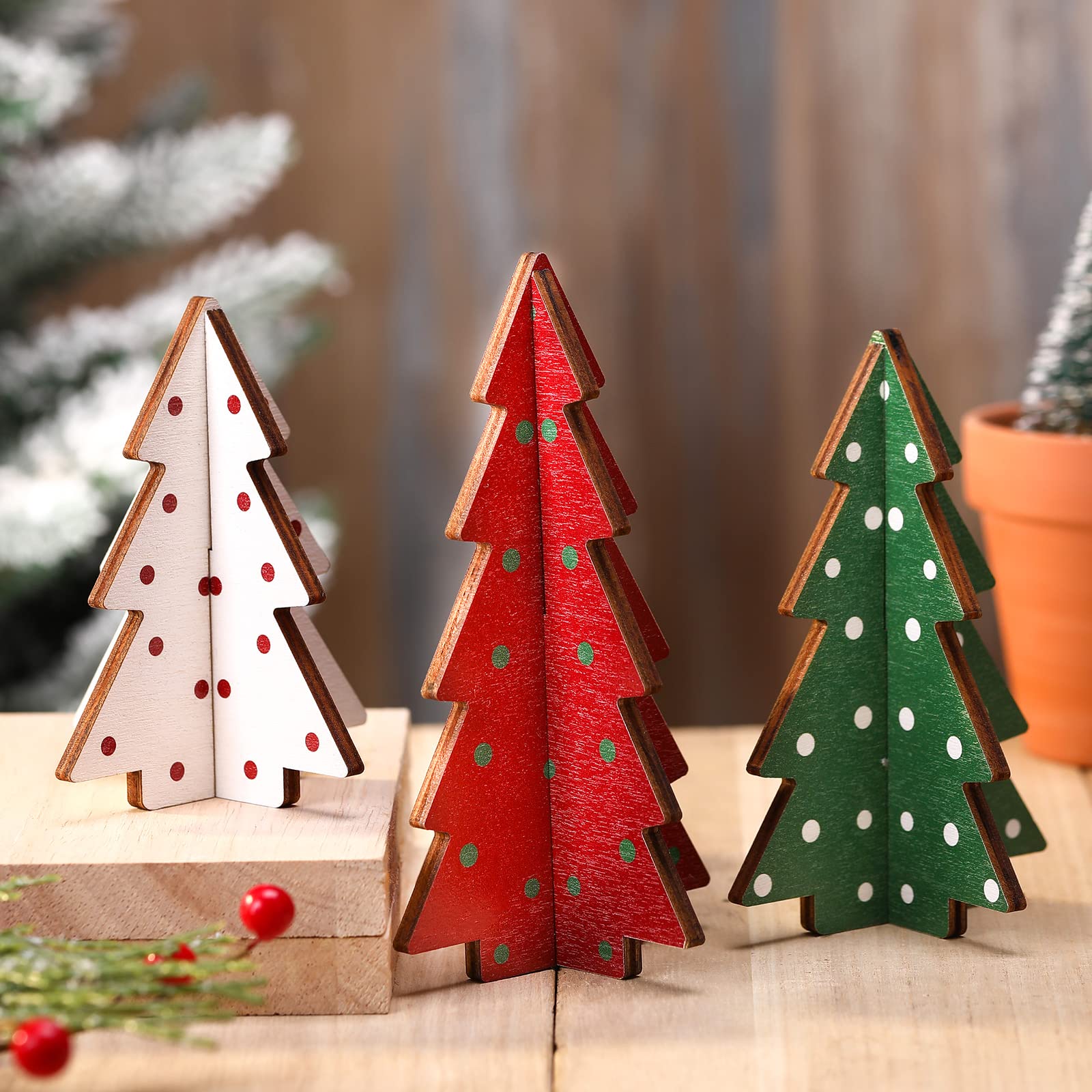 Foto 1 | Mesa De Madera Yookeer Para Decoración Navideña, Árbol De Navidad (3 Piezas) - Venta Internacional.