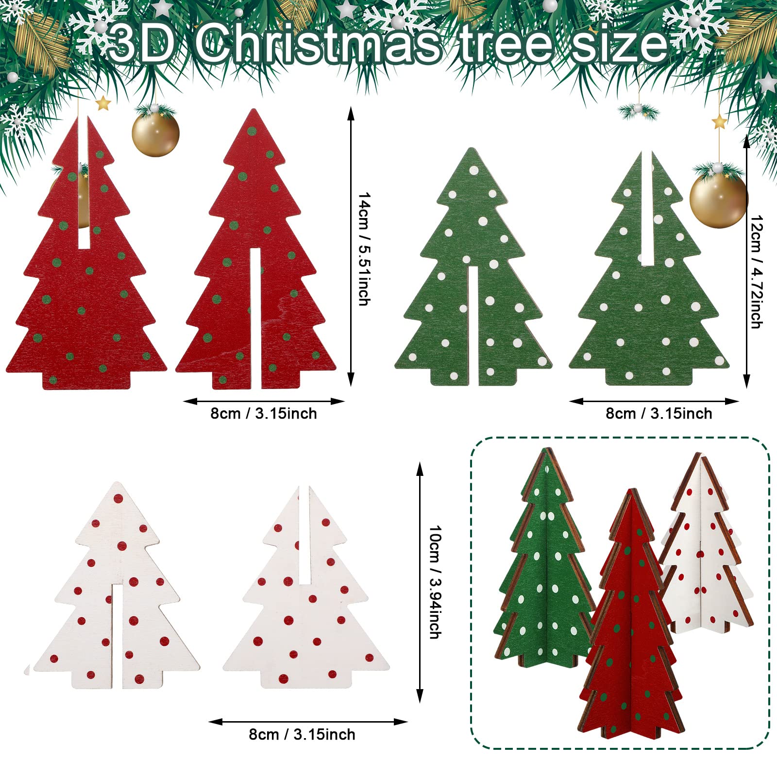 Foto 2 | Mesa De Madera Yookeer Para Decoración Navideña, Árbol De Navidad (3 Piezas) - Venta Internacional.