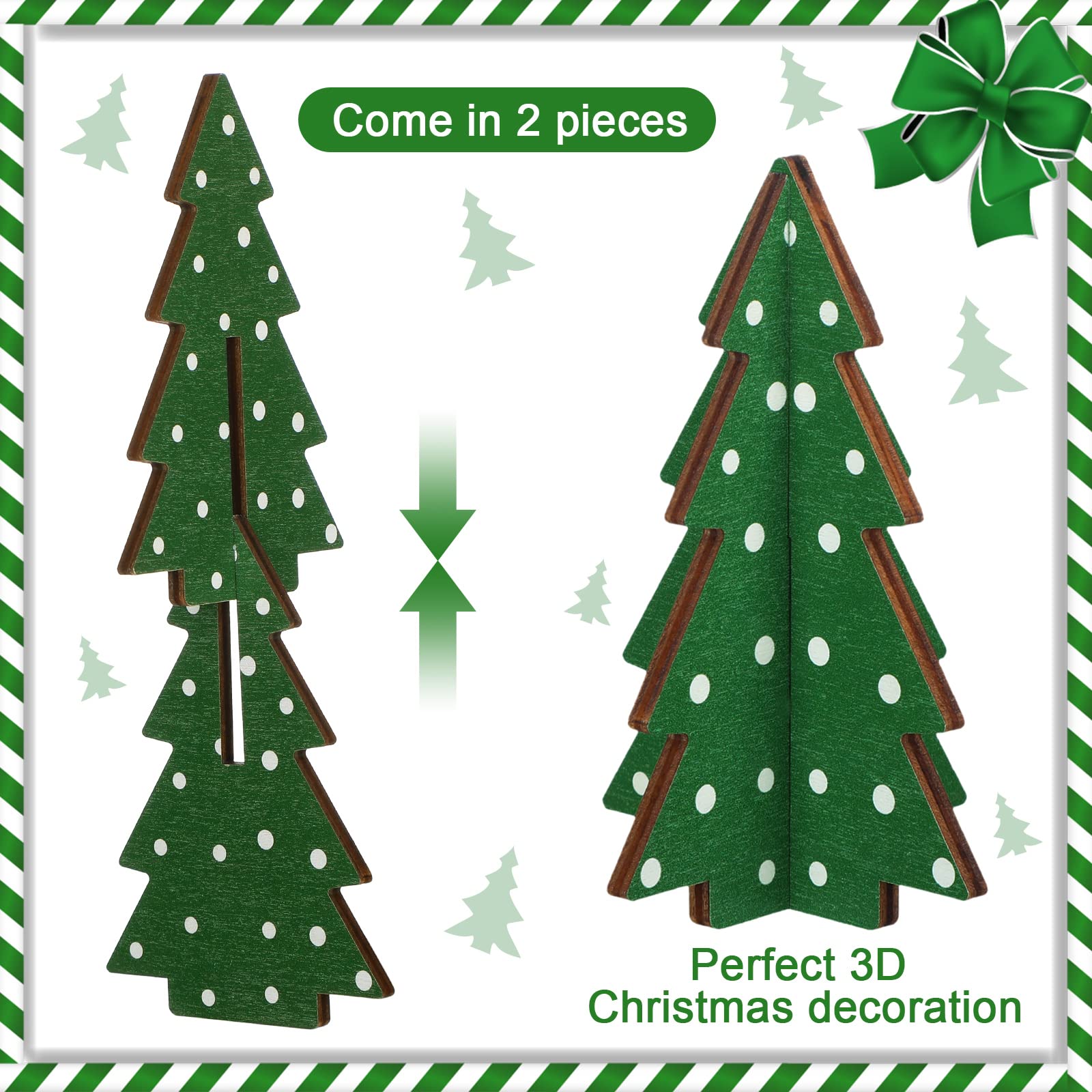 Foto 3 | Mesa De Madera Yookeer Para Decoración Navideña, Árbol De Navidad (3 Piezas) - Venta Internacional.
