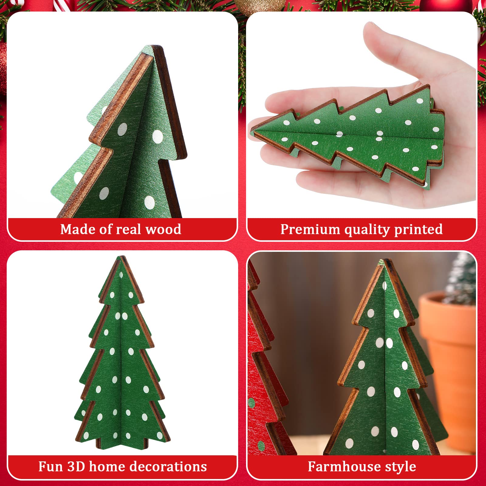 Foto 5 pulgar | Mesa De Madera Yookeer Para Decoración Navideña, Árbol De Navidad (3 Piezas) - Venta Internacional.