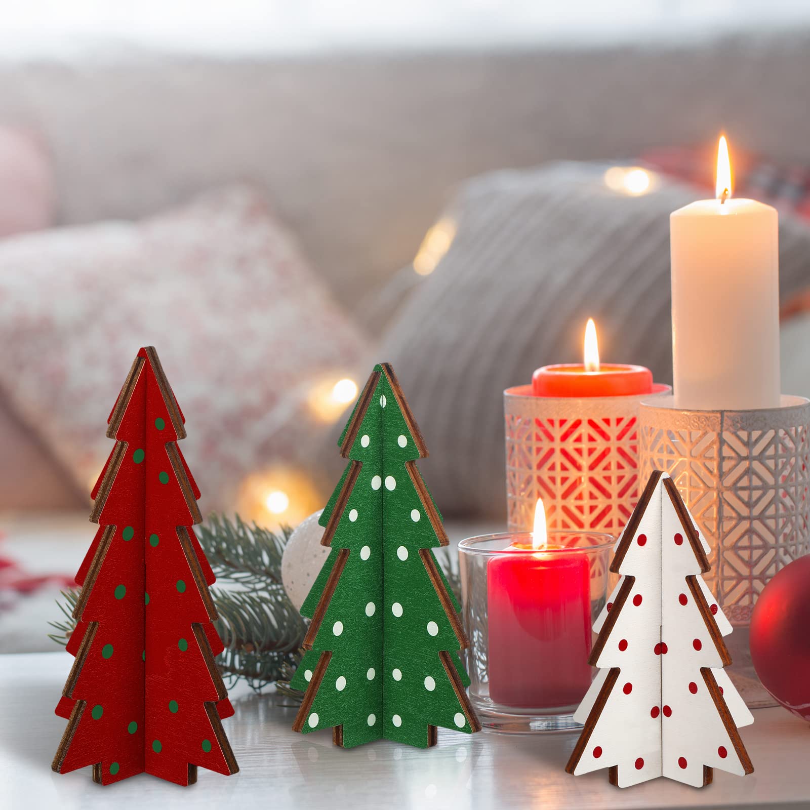 Foto 6 pulgar | Mesa De Madera Yookeer Para Decoración Navideña, Árbol De Navidad (3 Piezas) - Venta Internacional.