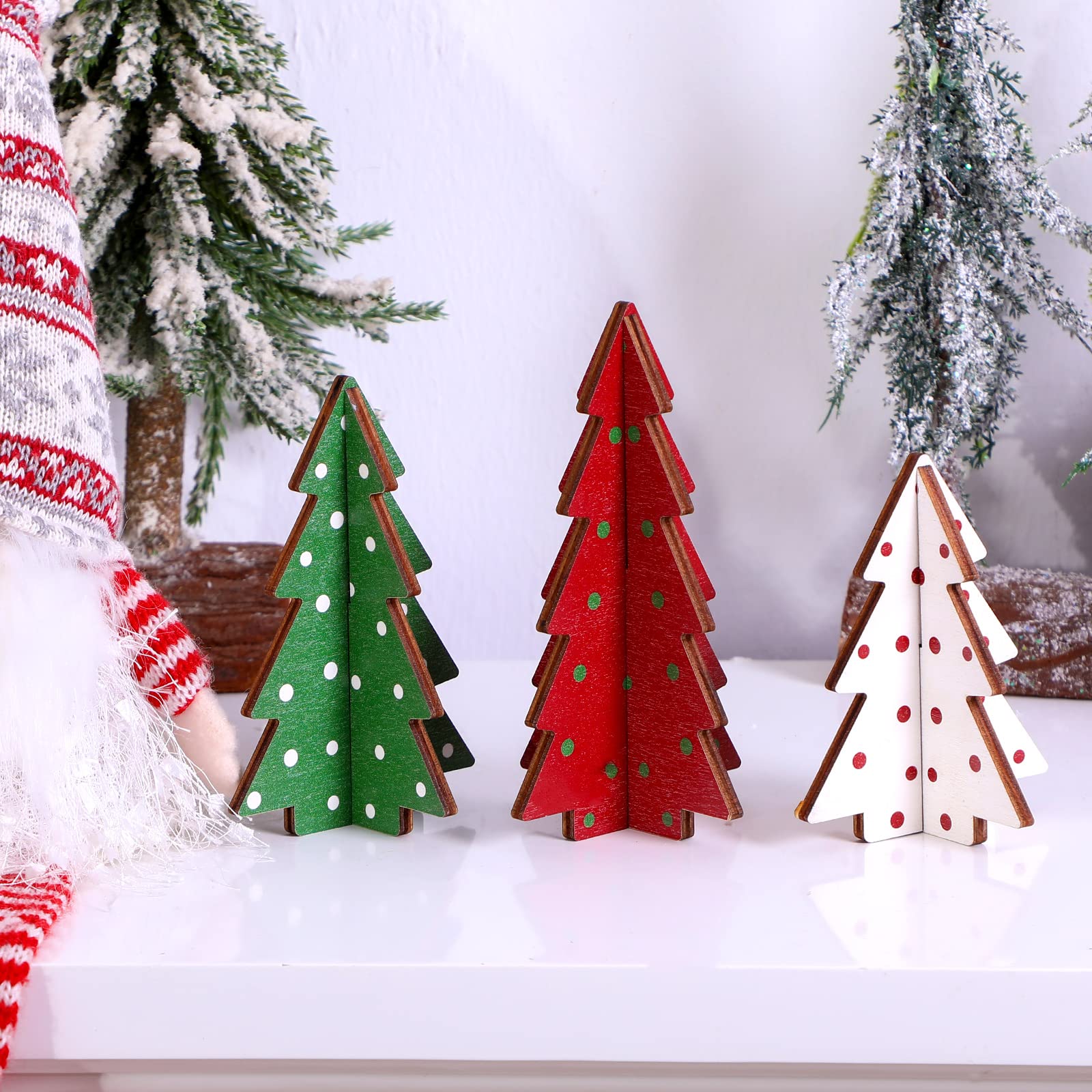 Foto 6 | Mesa De Madera Yookeer Para Decoración Navideña, Árbol De Navidad (3 Piezas) - Venta Internacional.