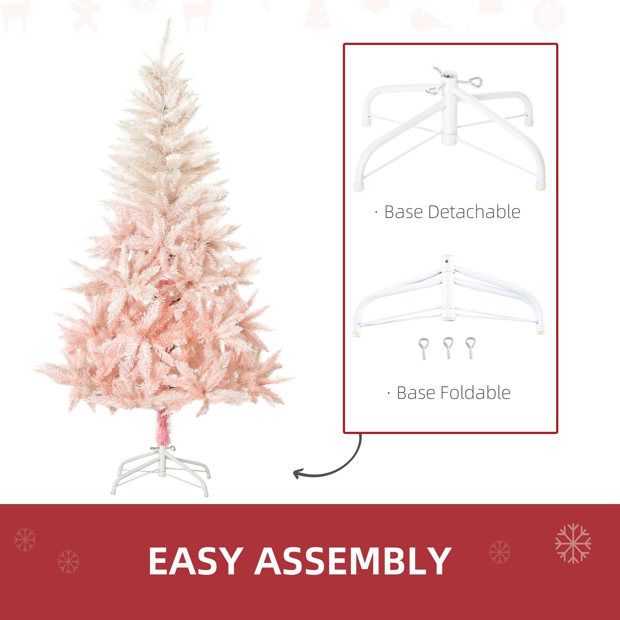 Foto 5 pulgar | Árbol De Navidad Homcom De 7 Pies, Abeto Artificial Sin Iluminación, Rosa - Venta Internacional.