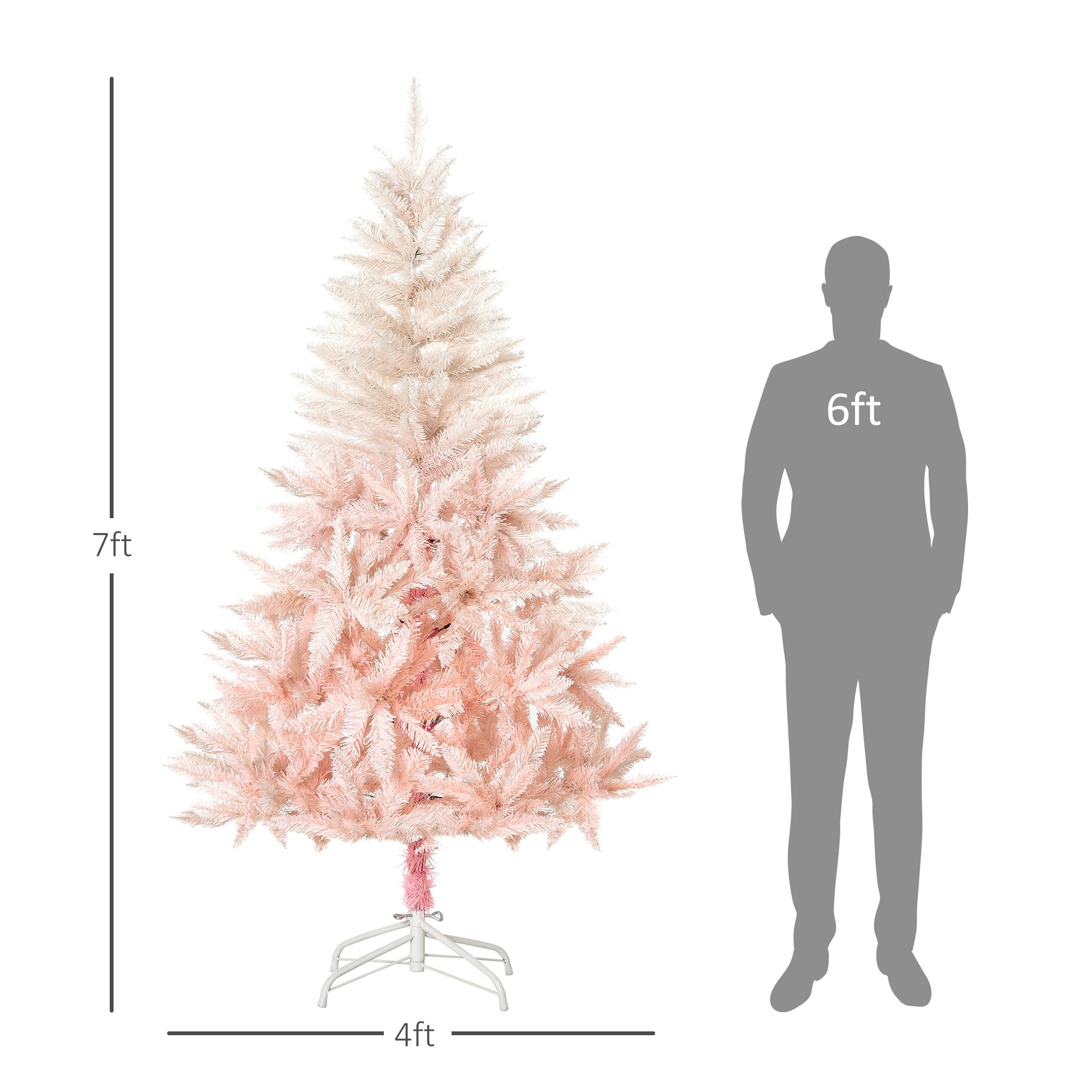 Foto 6 pulgar | Árbol De Navidad Homcom De 7 Pies, Abeto Artificial Sin Iluminación, Rosa - Venta Internacional.
