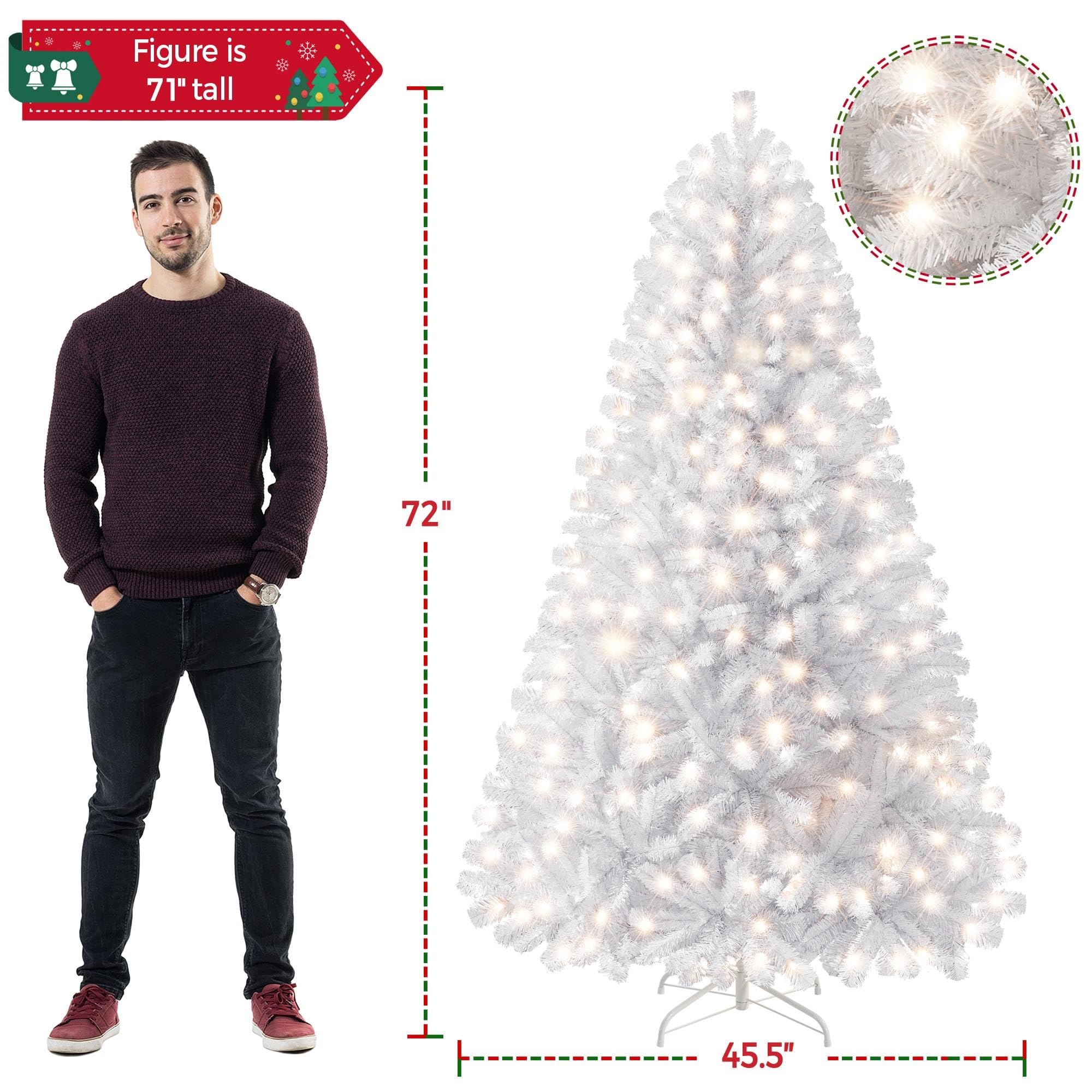Foto 4 pulgar | Árbol De Navidad Yaheetech, Abeto Preiluminado, 1,83 M, Con 300 Luces - Venta Internacional.
