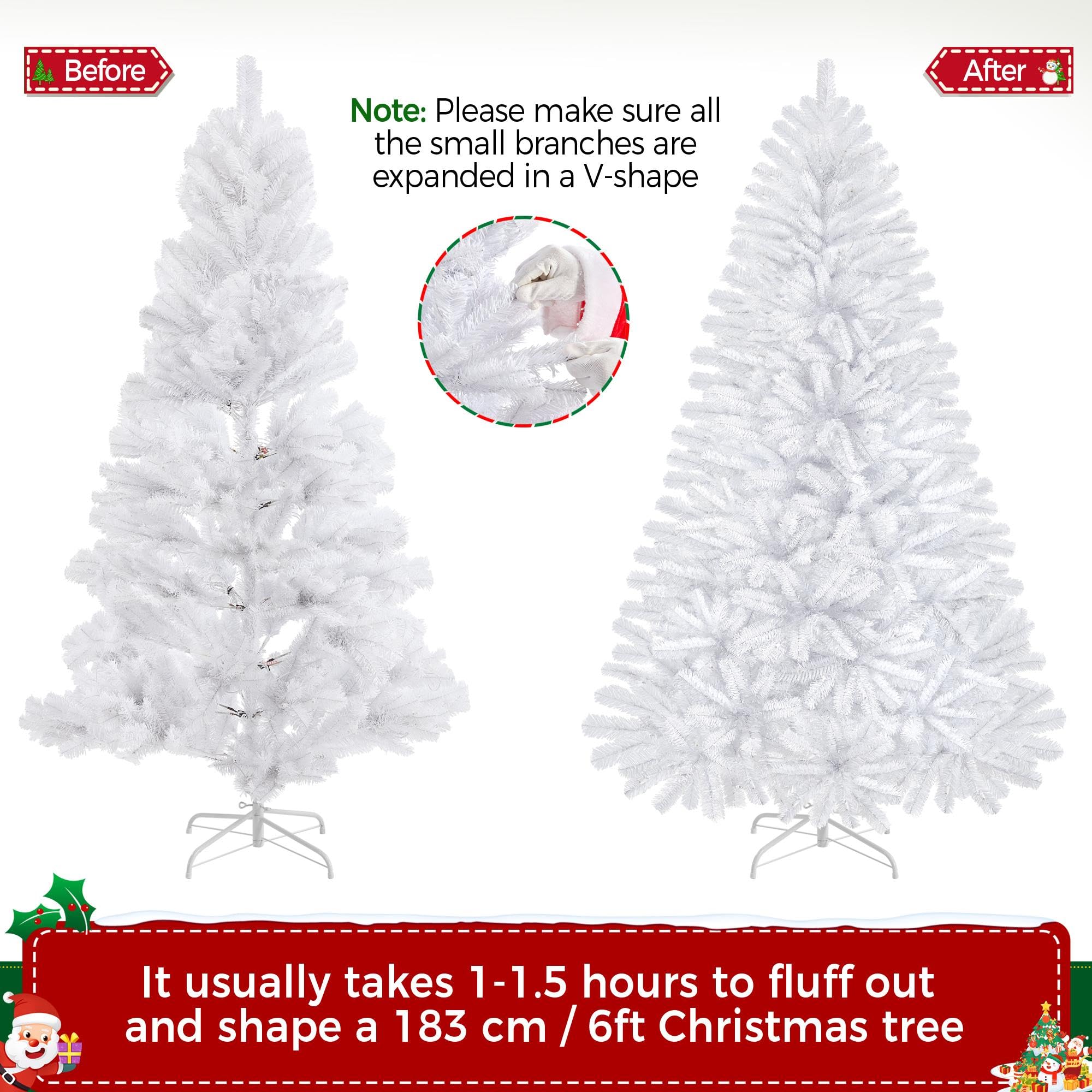 Foto 6 | Árbol De Navidad Yaheetech, Abeto Preiluminado, 1,83 M, Con 300 Luces - Venta Internacional.