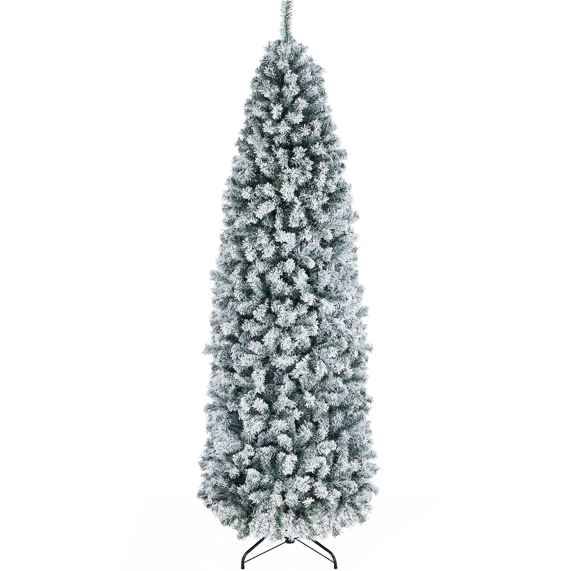 Lápiz De Árbol De Navidad Yaheetech Con Forma De Abeto Floreado En Nieve De 7.5 Pies, Color Blanco - Venta Internacio $4,512