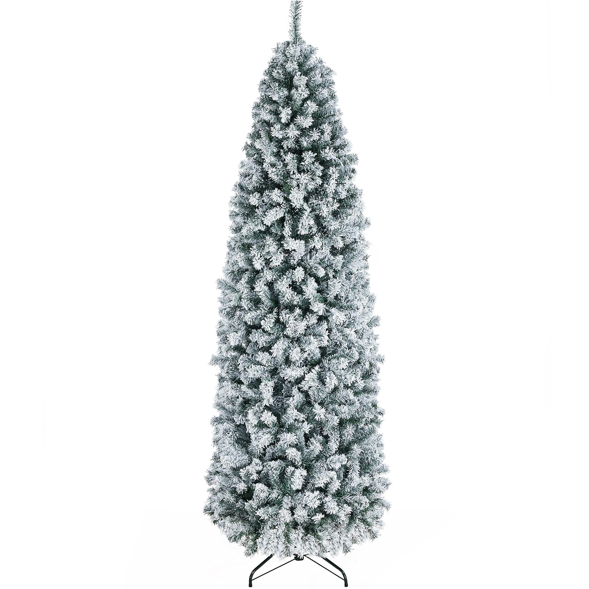 Foto 1 | Lápiz De Árbol De Navidad Yaheetech Con Forma De Abeto Floreado En Nieve De 7.5 Pies, Color Blanco - Venta Internacio