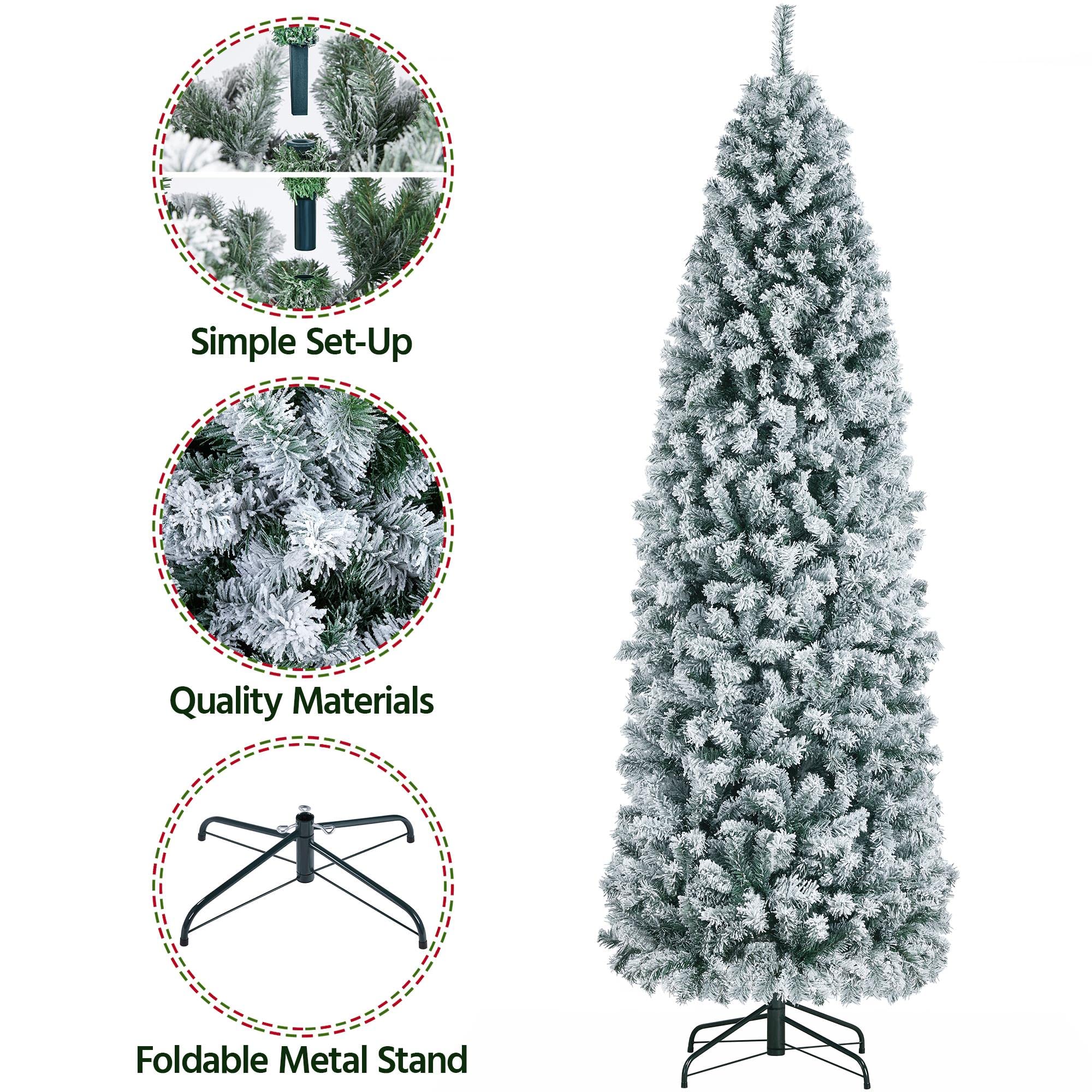 Foto 4 pulgar | Lápiz De Árbol De Navidad Yaheetech Con Forma De Abeto Floreado En Nieve De 7.5 Pies, Color Blanco - Venta Internacio