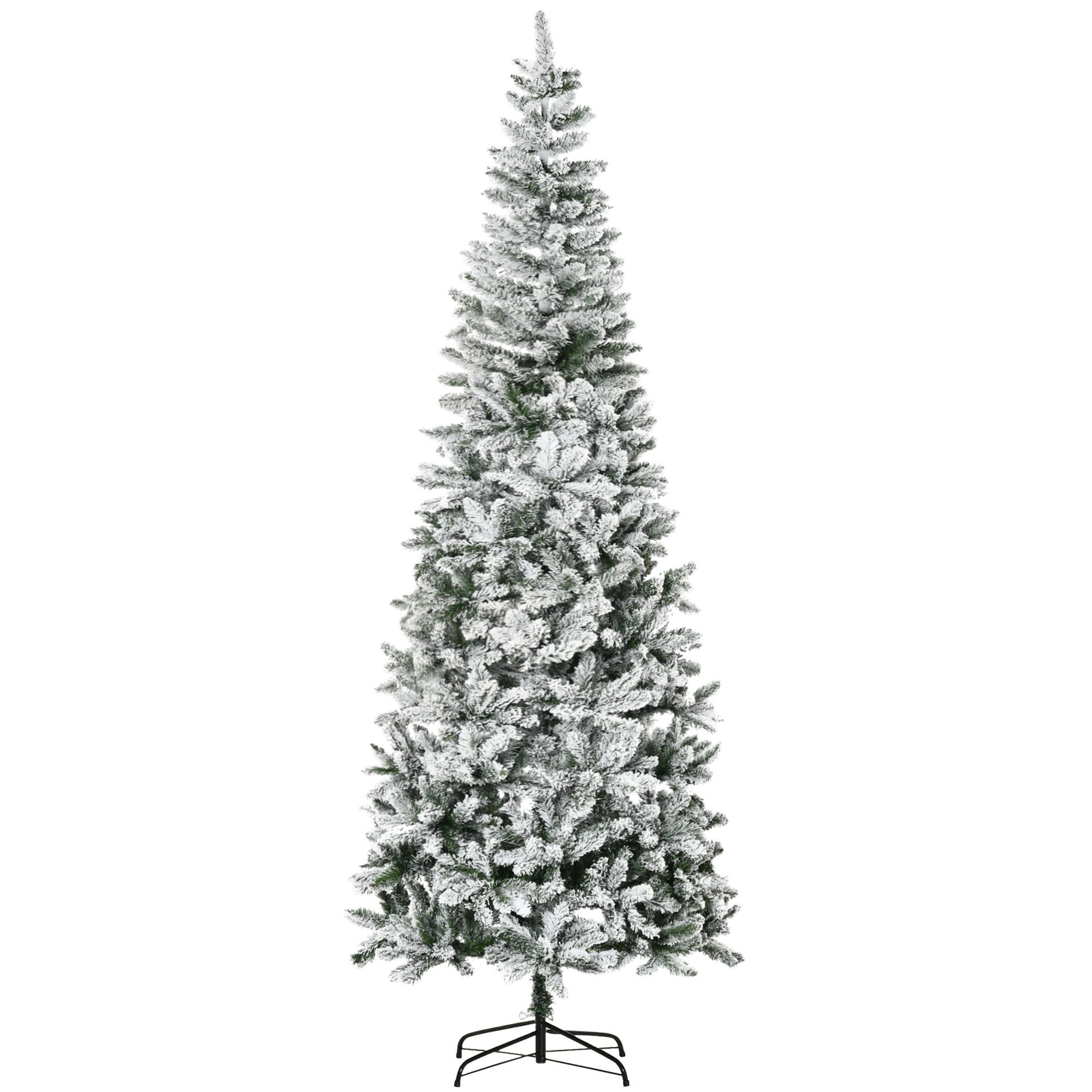 Árbol De Navidad Homcom, Pino Delgado, Flocado En Nieve, 9 Pies Con 1084 Puntas - Venta Internacional. $5,338