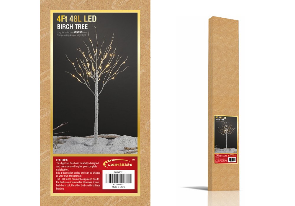 Foto 8 pulgar | Birch Tree Lightshare De 4 Pies Con 48 Luces Led De Color Blanco Cálido - Venta Internacional.