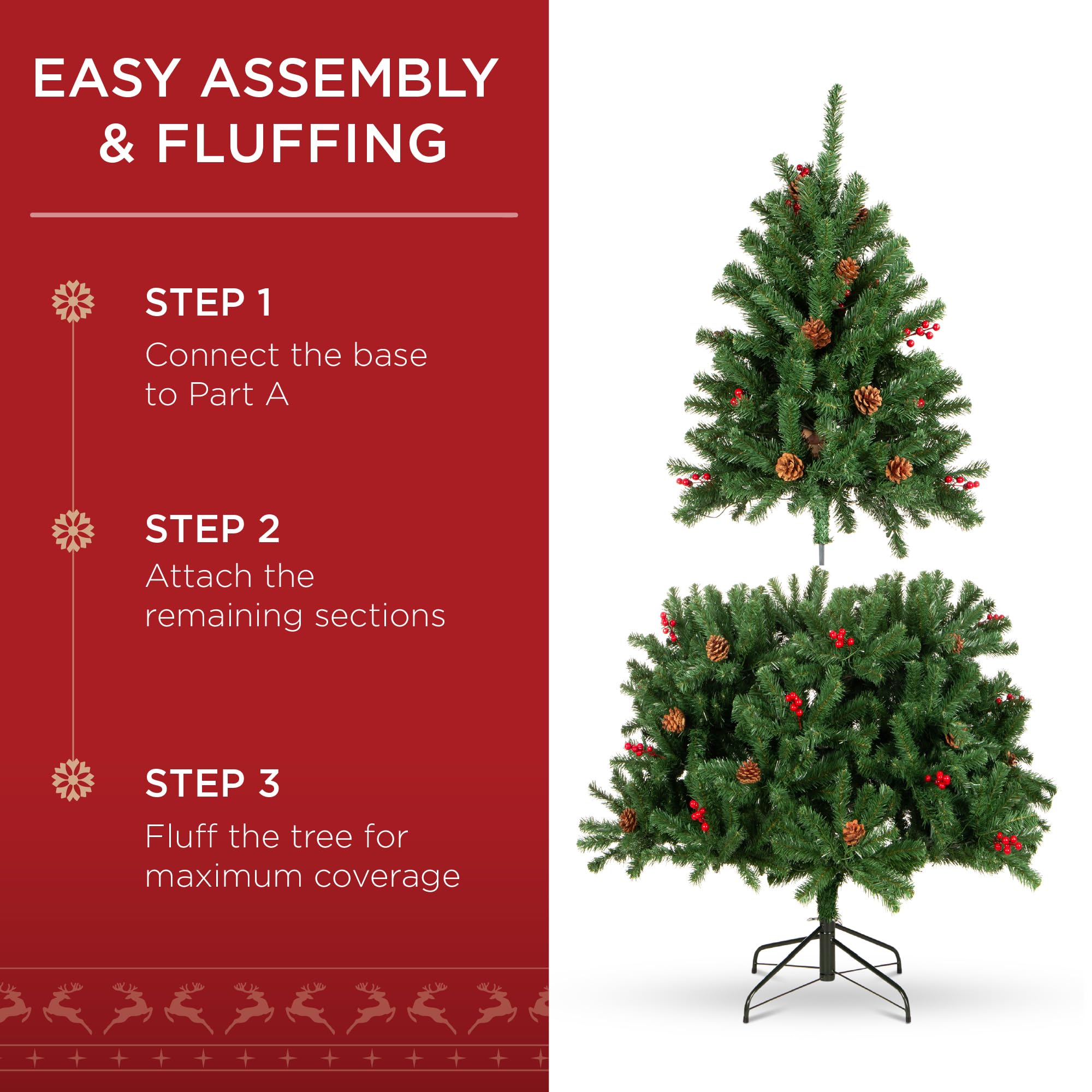 Foto 5 pulgar | Árbol De Navidad Best Choice Products De 1,4 M Con Luces Y Decoraciones - Venta Internacional.
