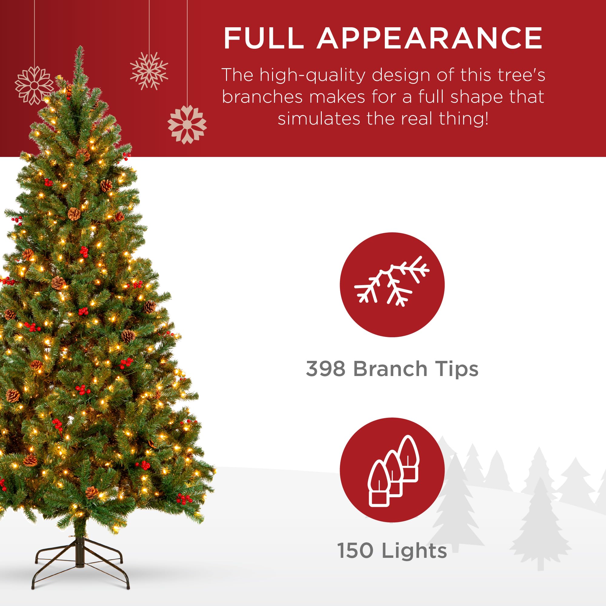 Foto 5 | Árbol De Navidad Best Choice Products De 1,4 M Con Luces Y Decoraciones - Venta Internacional.