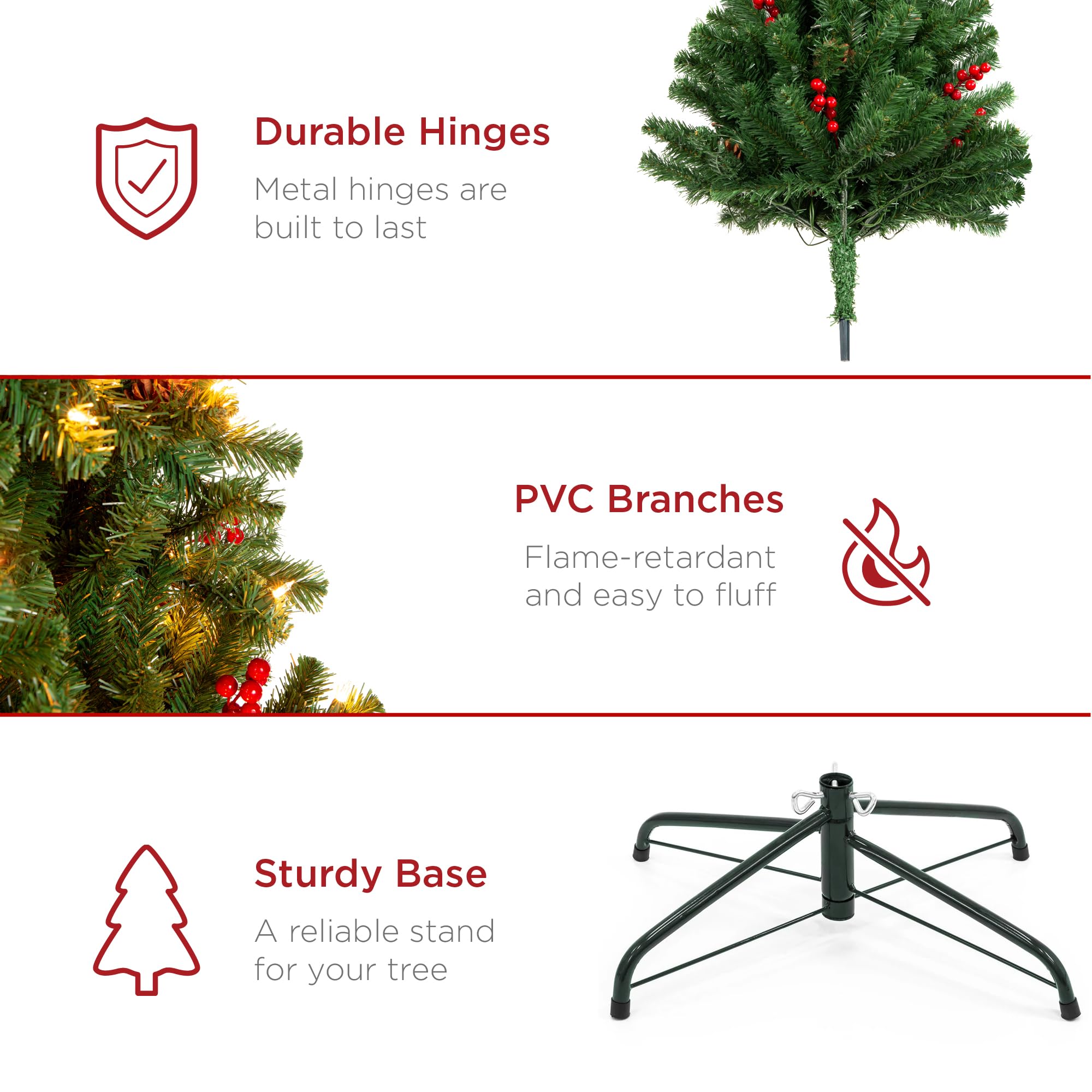 Foto 7 pulgar | Árbol De Navidad Best Choice Products De 1,4 M Con Luces Y Decoraciones - Venta Internacional.