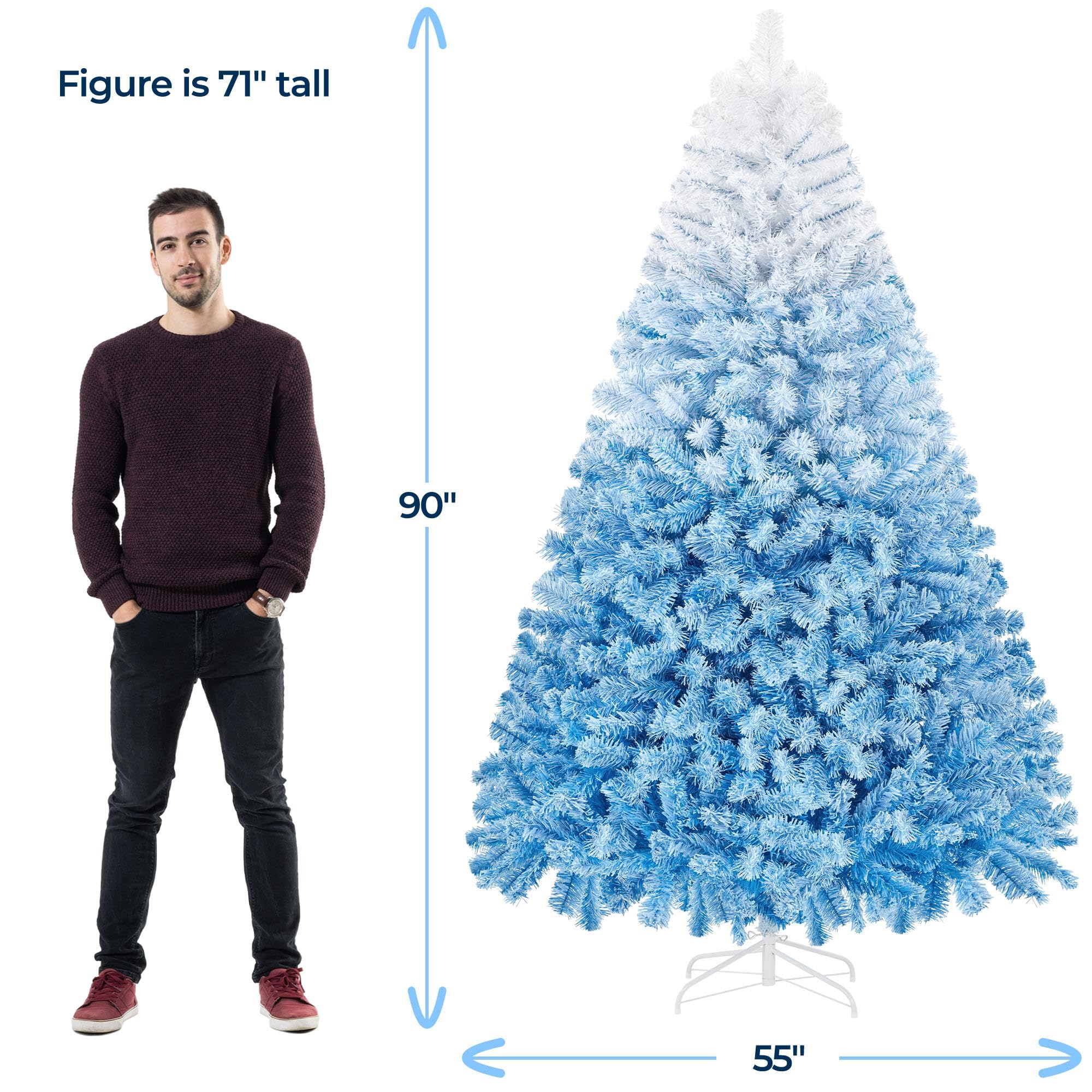 Foto 4 pulgar | Árbol De Navidad Yaheetech De Pino Con Bisagras De 2,28 M Y 1284 Puntas, Color Azul - Venta Internacional.