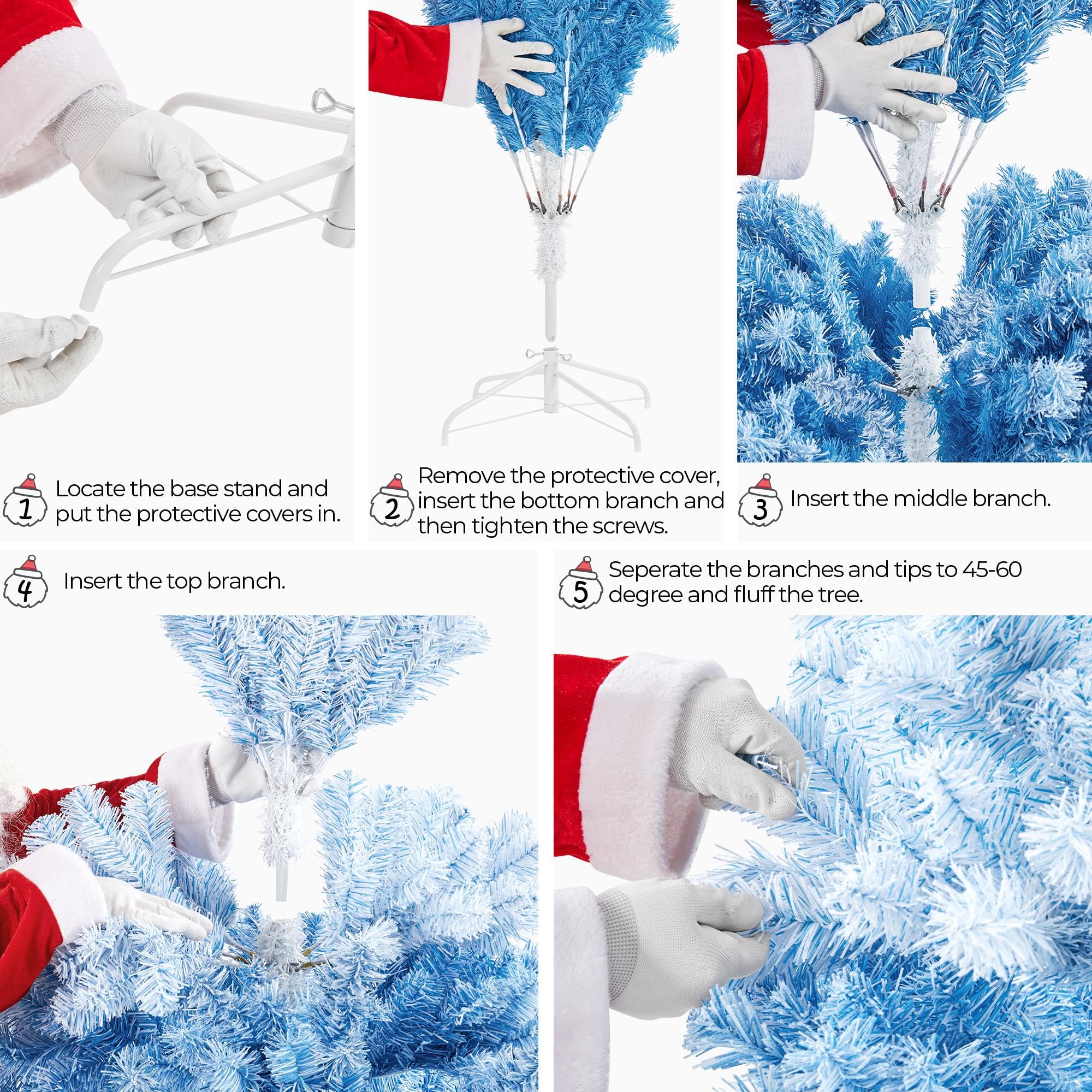 Foto 7 pulgar | Árbol De Navidad Yaheetech De Pino Con Bisagras De 2,28 M Y 1284 Puntas, Color Azul - Venta Internacional.