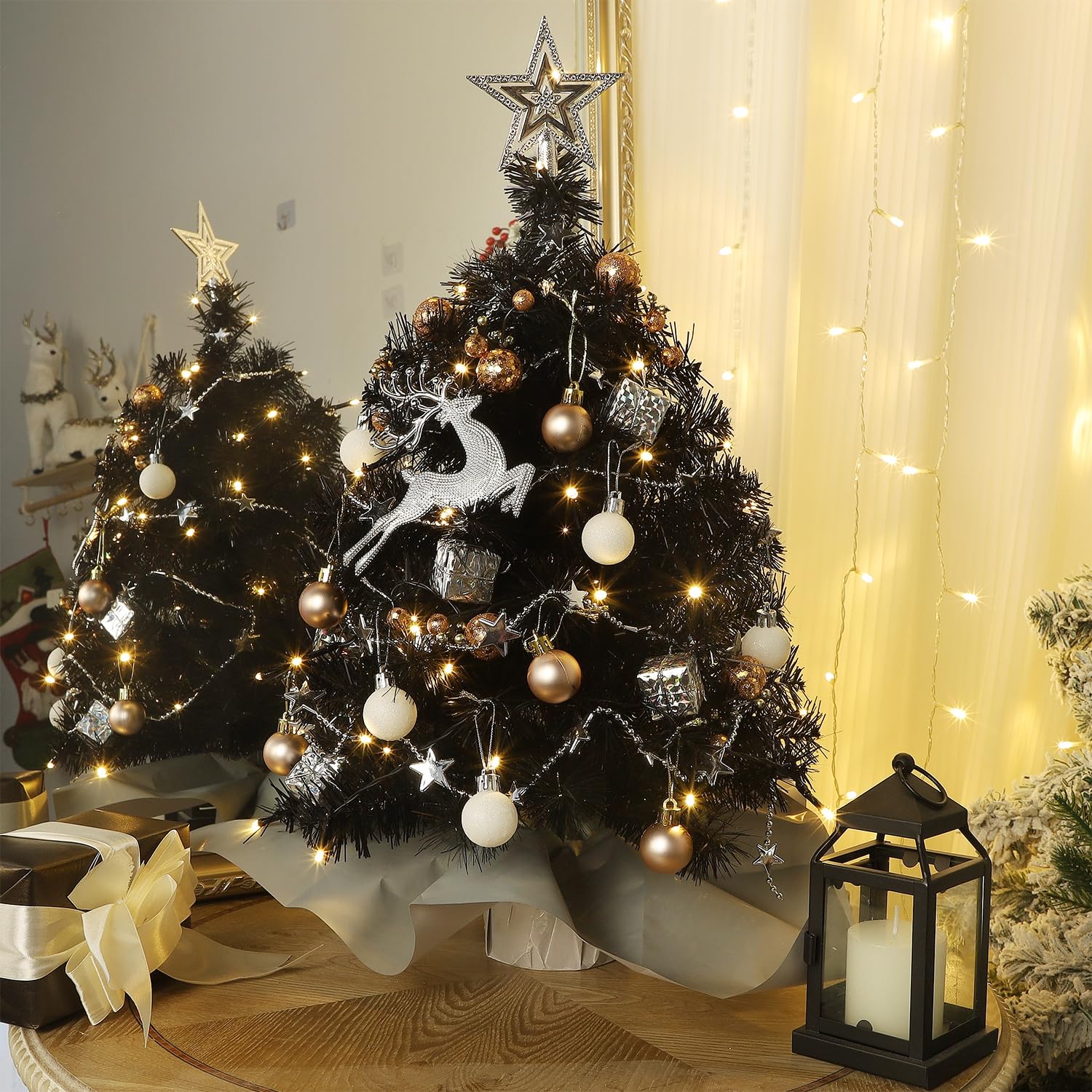 Foto 6 pulgar | Árbol De Navidad Juegoal Negro Mini De 60 Cm Con 50 Luces Led - Venta Internacional.