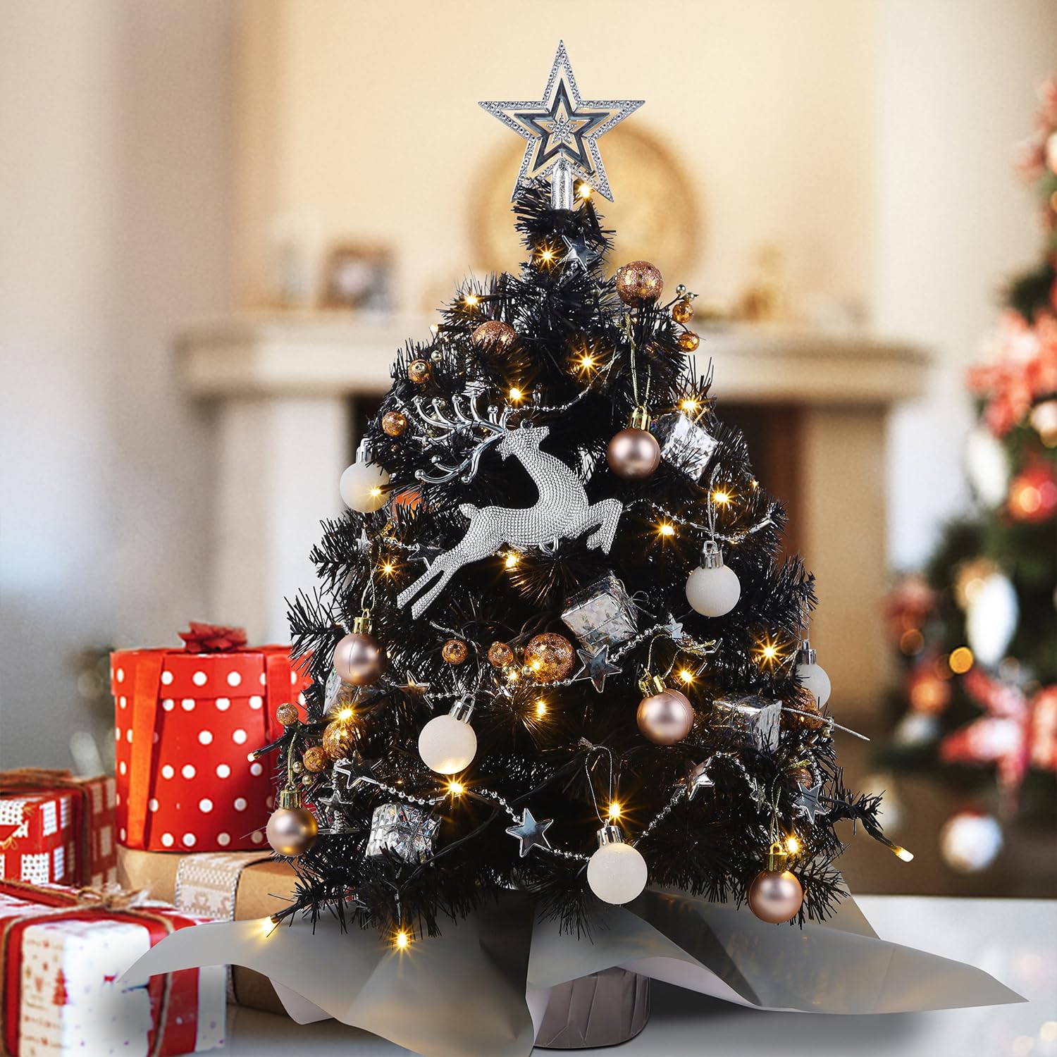 Foto 8 pulgar | Árbol De Navidad Juegoal Negro Mini De 60 Cm Con 50 Luces Led - Venta Internacional.