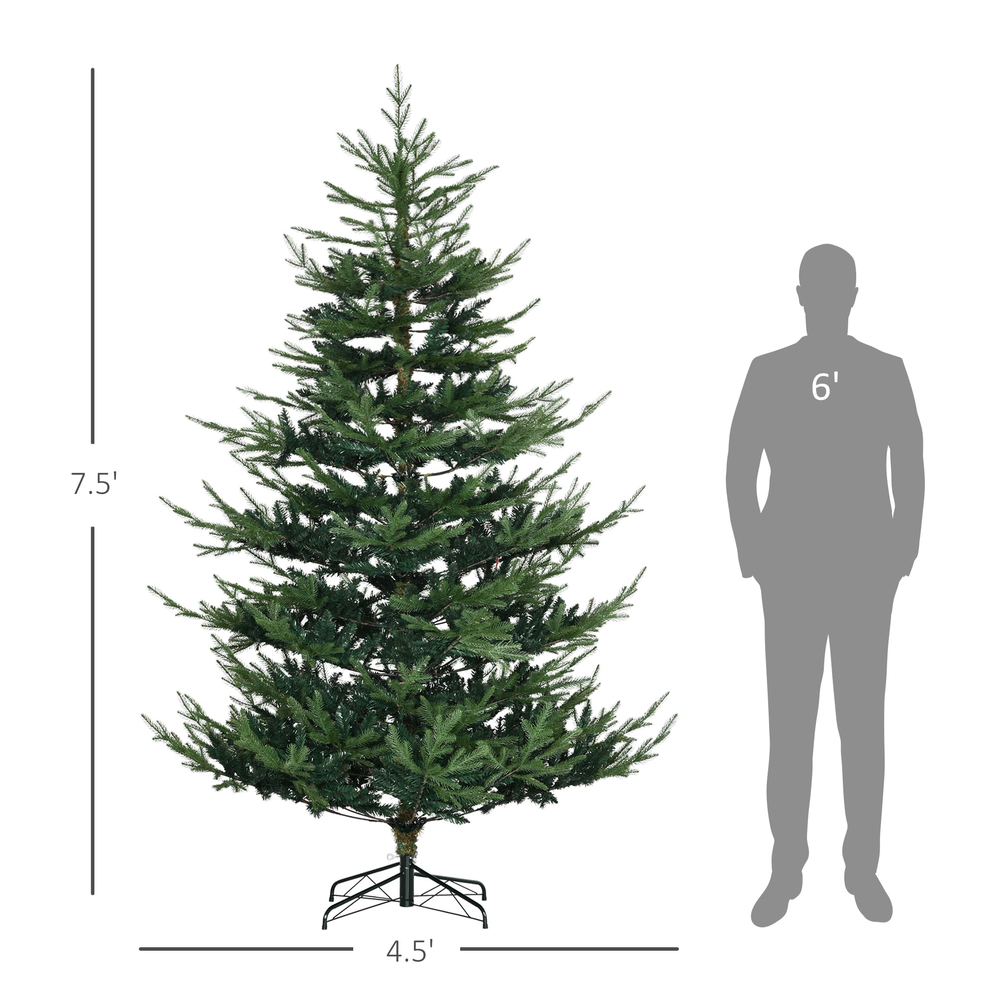 Foto 5 | Árbol De Navidad Homcom De Pino De 7.5 Pies Con 1218 Ramas, Verde - Venta Internacional.