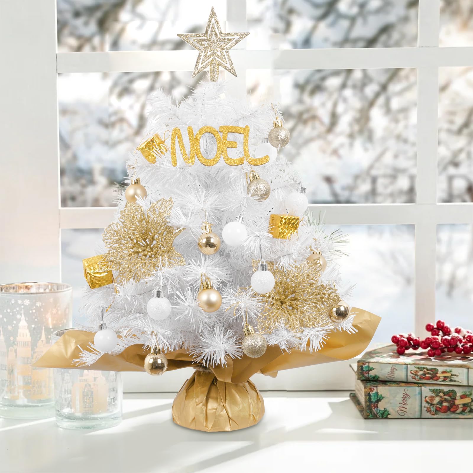 Foto 6 pulgar | Árbol De Navidad Xmasexp Mini Blanco Con Luz De Pvc De 50 Cm - Venta Internacional.