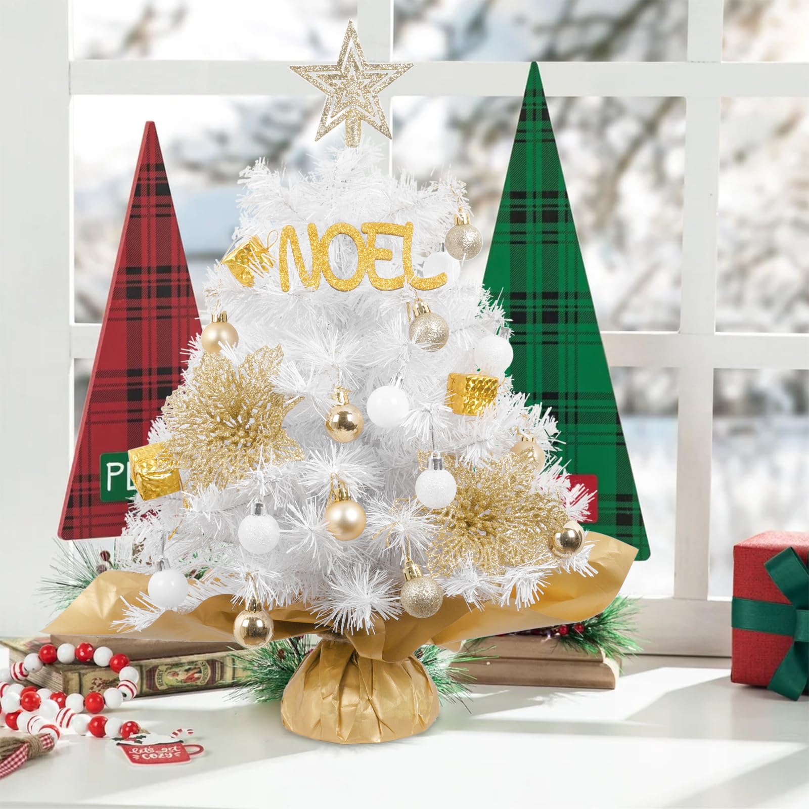 Foto 7 pulgar | Árbol De Navidad Xmasexp Mini Blanco Con Luz De Pvc De 50 Cm - Venta Internacional.