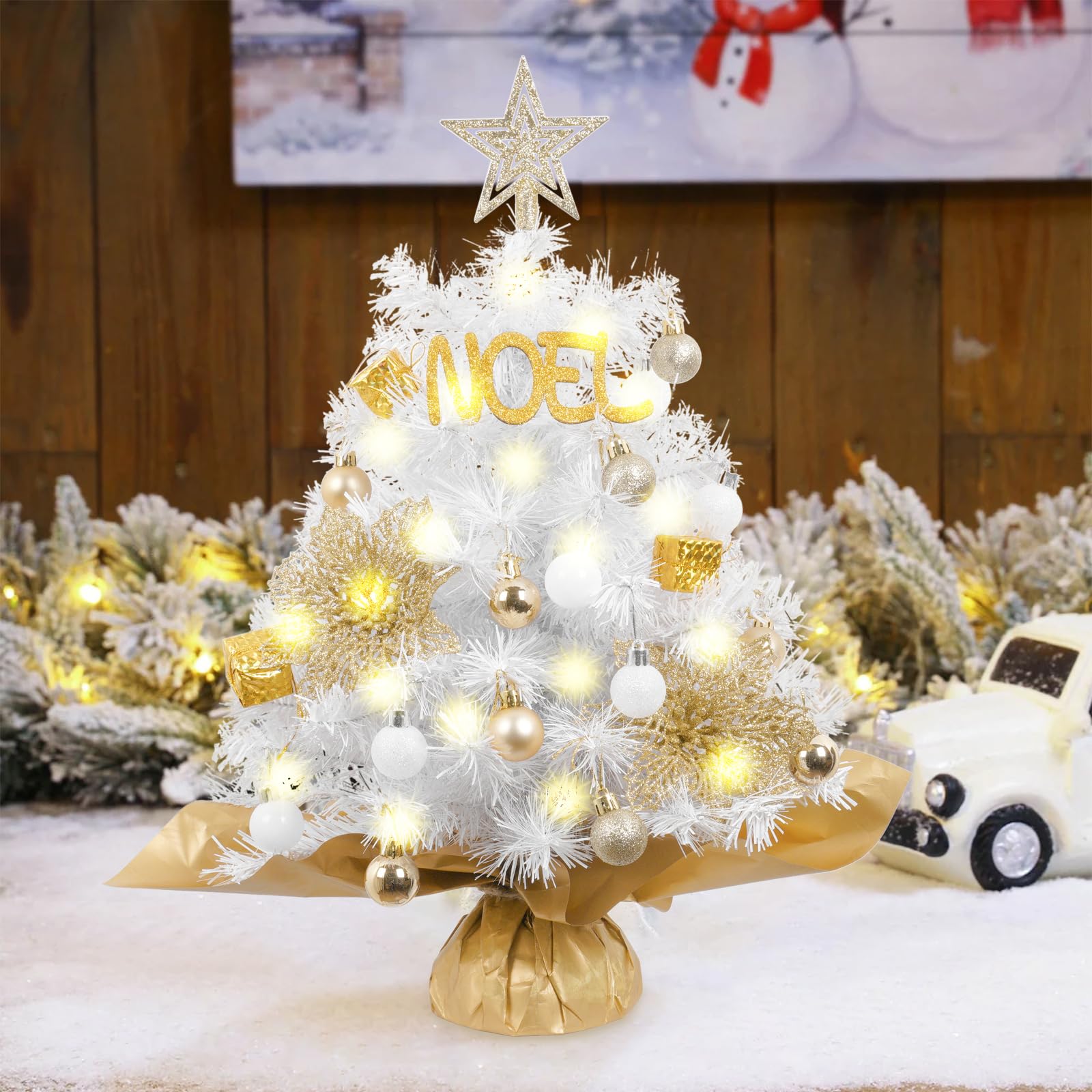 Foto 8 pulgar | Árbol De Navidad Xmasexp Mini Blanco Con Luz De Pvc De 50 Cm - Venta Internacional.