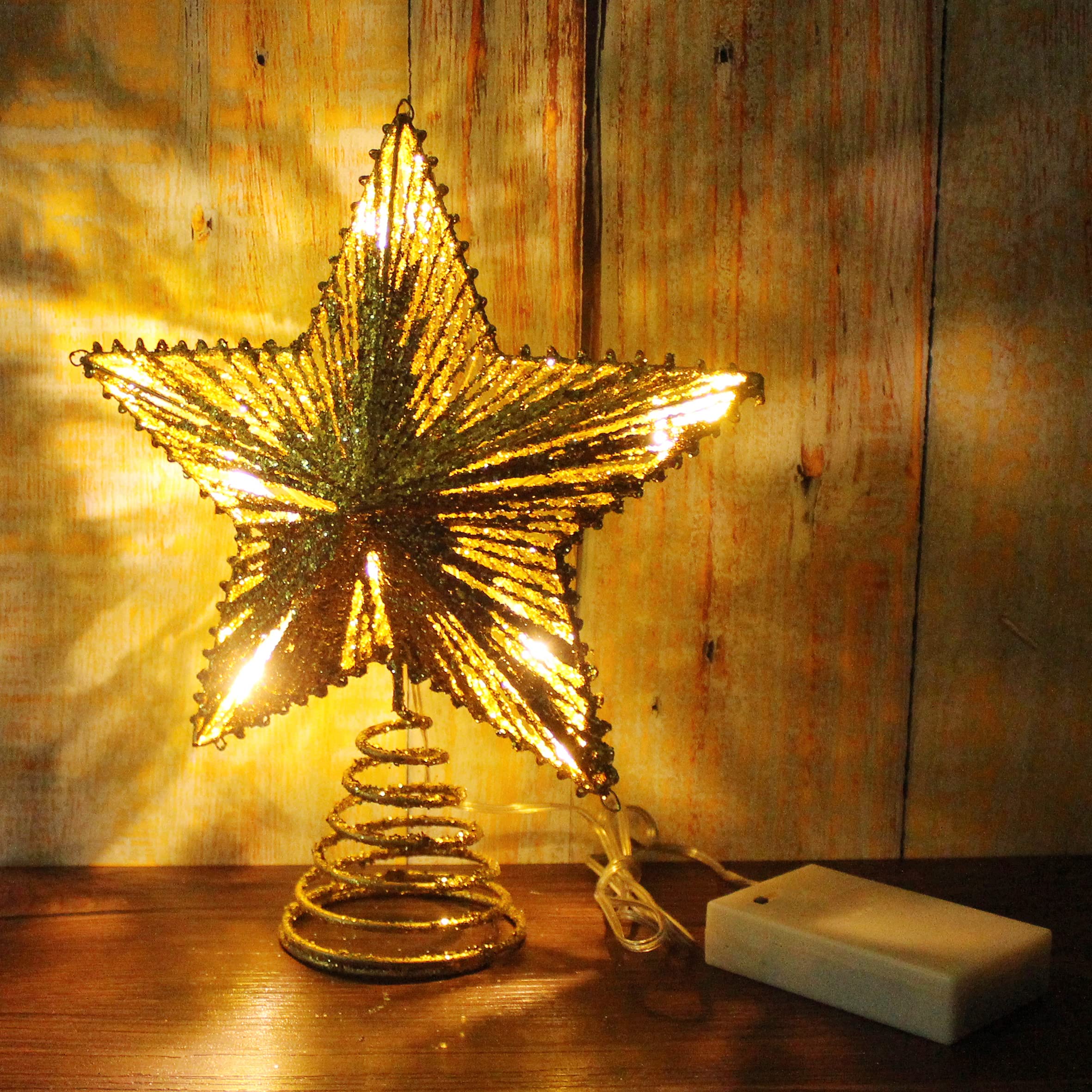 Foto 3 pulgar | Árbol De Navidad Con Forma De Estrella Cvhomedeco, Dorado Con Purpurina 3d Y Led - Venta Internacional.