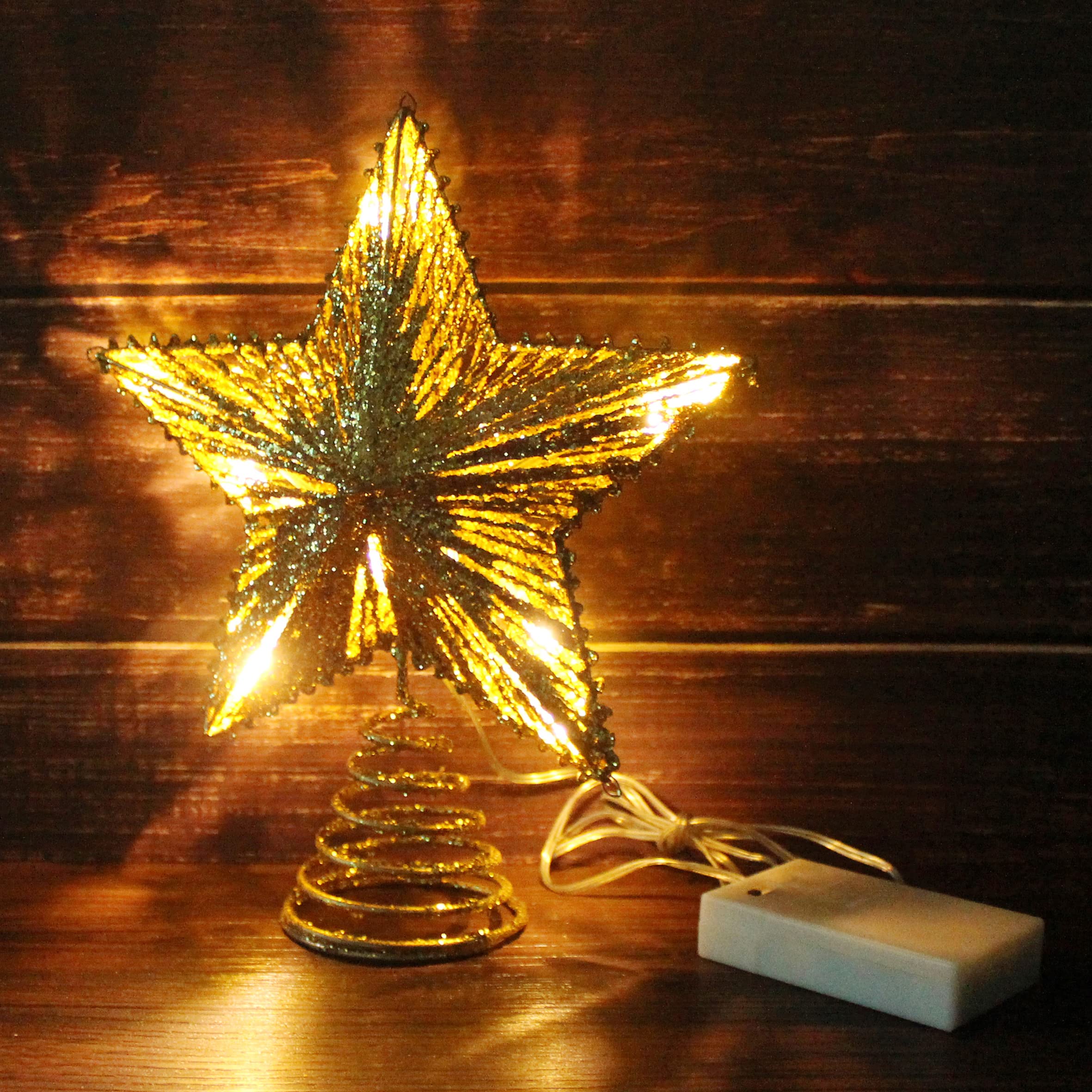 Foto 5 pulgar | Árbol De Navidad Con Forma De Estrella Cvhomedeco, Dorado Con Purpurina 3d Y Led - Venta Internacional.