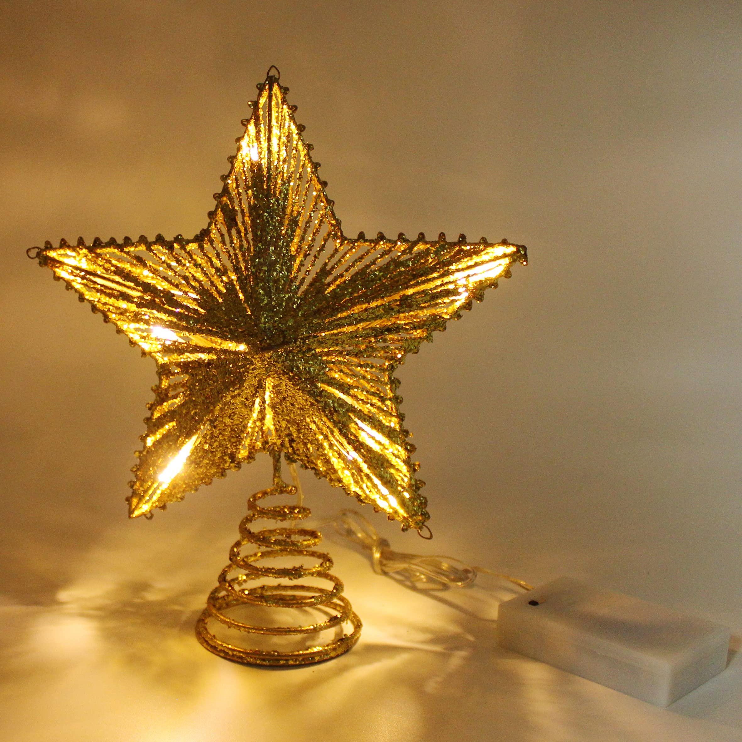 Foto 6 pulgar | Árbol De Navidad Con Forma De Estrella Cvhomedeco, Dorado Con Purpurina 3d Y Led - Venta Internacional.