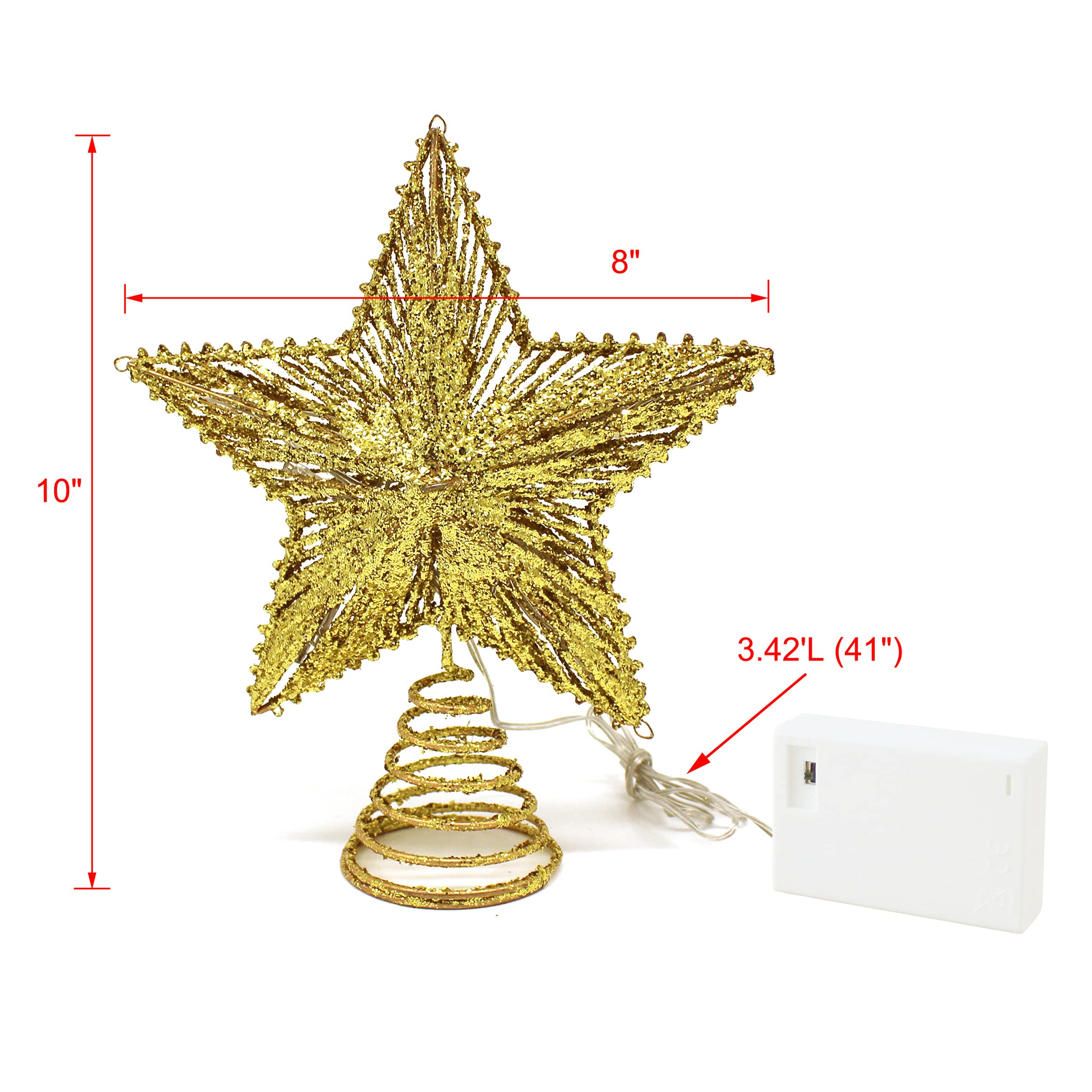 Foto 7 pulgar | Árbol De Navidad Con Forma De Estrella Cvhomedeco, Dorado Con Purpurina 3d Y Led - Venta Internacional.