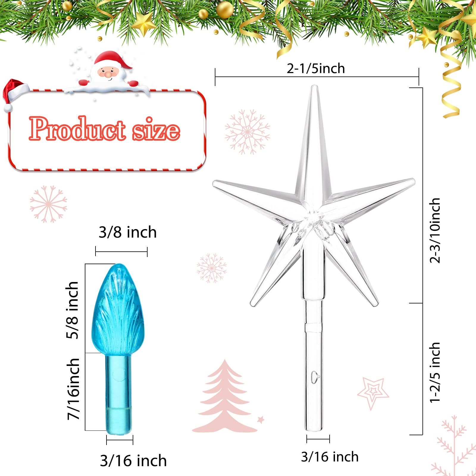 Foto 3 pulgar | Bombillas Para Árbol De Navidad Boao, 100 De Plástico, Con 5 Estrellas, Color Azul, 4,7 Mm - Venta Internacional.