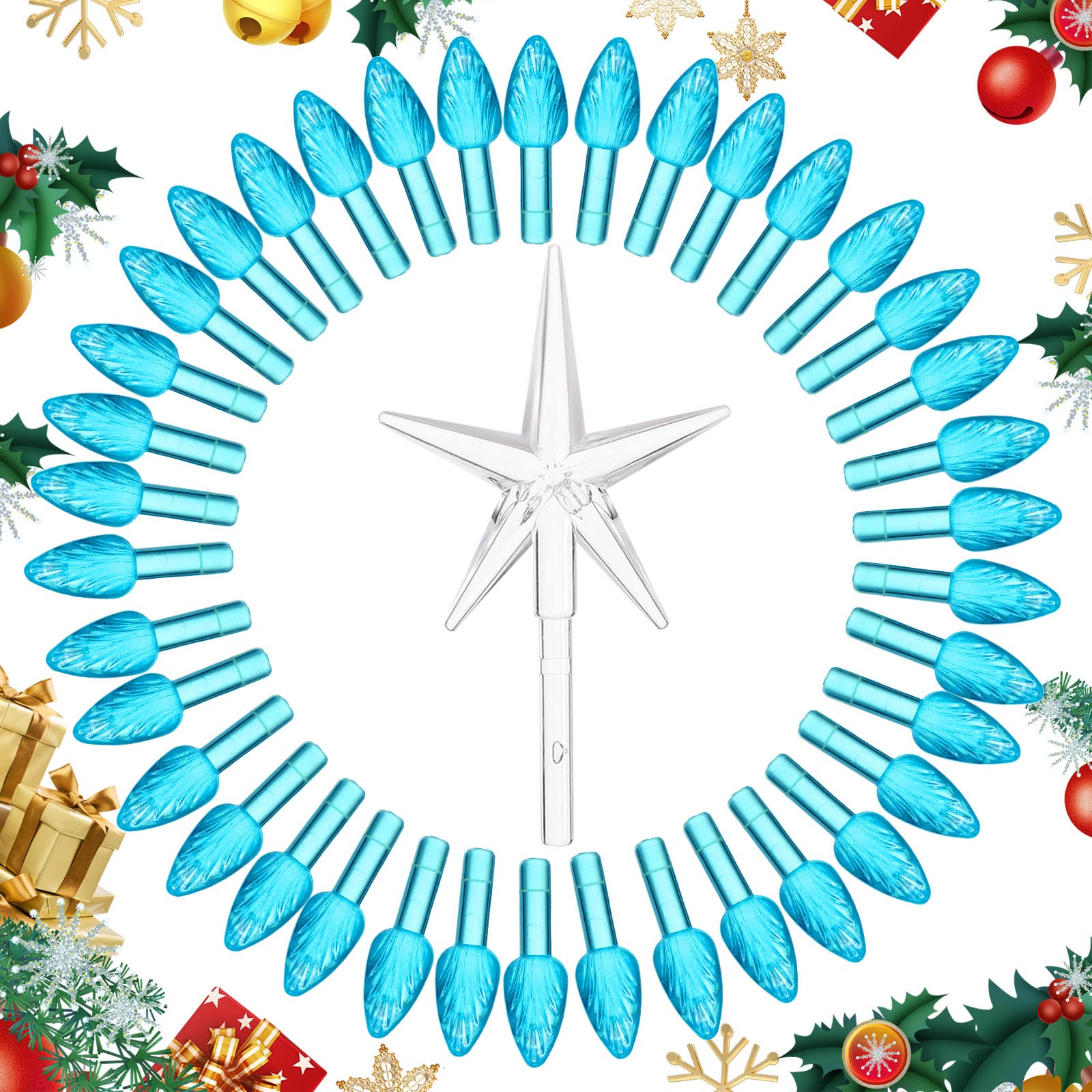 Foto 4 pulgar | Bombillas Para Árbol De Navidad Boao, 100 De Plástico, Con 5 Estrellas, Color Azul, 4,7 Mm - Venta Internacional.