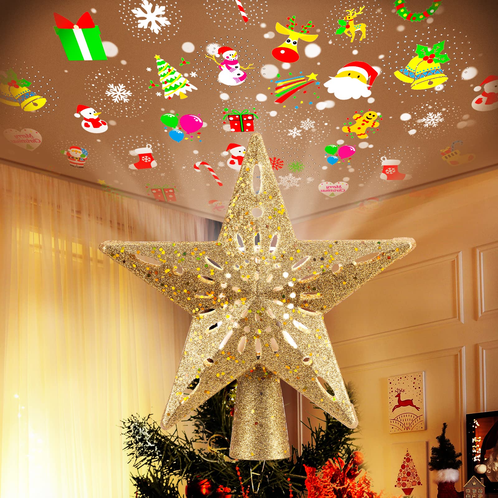 Decoración Para Árbol De Navidad Brightown Iluminada Con 6 Modos De Proyección - Venta Internacional. $1,121