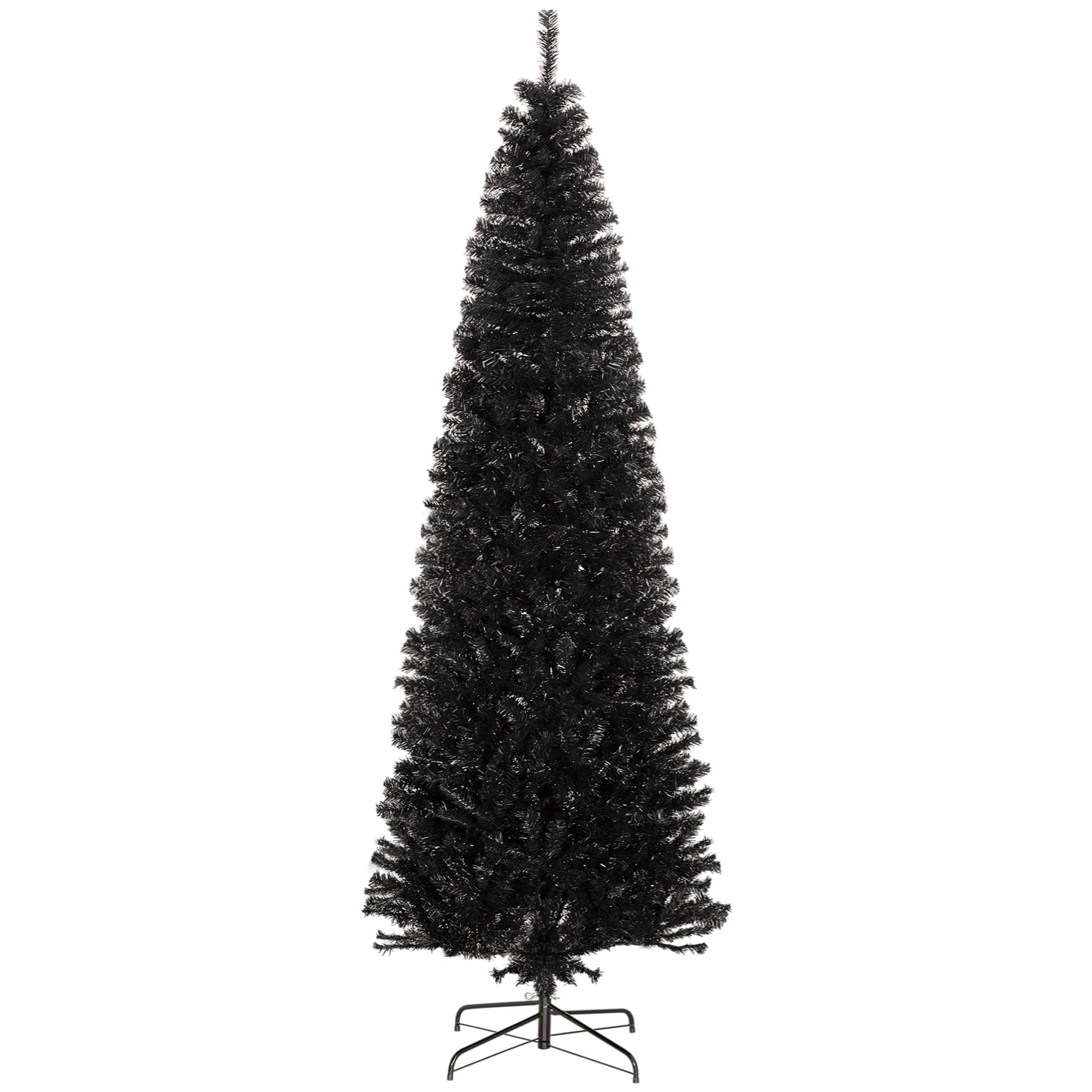 Lápiz Homcom Con Forma De Árbol De Navidad, 8 Pies, Delgado, Sin Iluminación, Abeto De Douglas, Negro - Venta Int $4,402