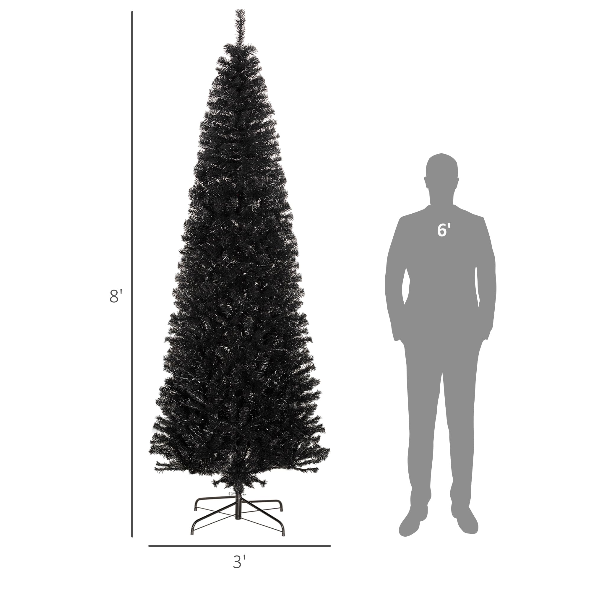 Foto 6 pulgar | Lápiz Homcom Con Forma De Árbol De Navidad, 8 Pies, Delgado, Sin Iluminación, Abeto De Douglas, Negro - Venta Int