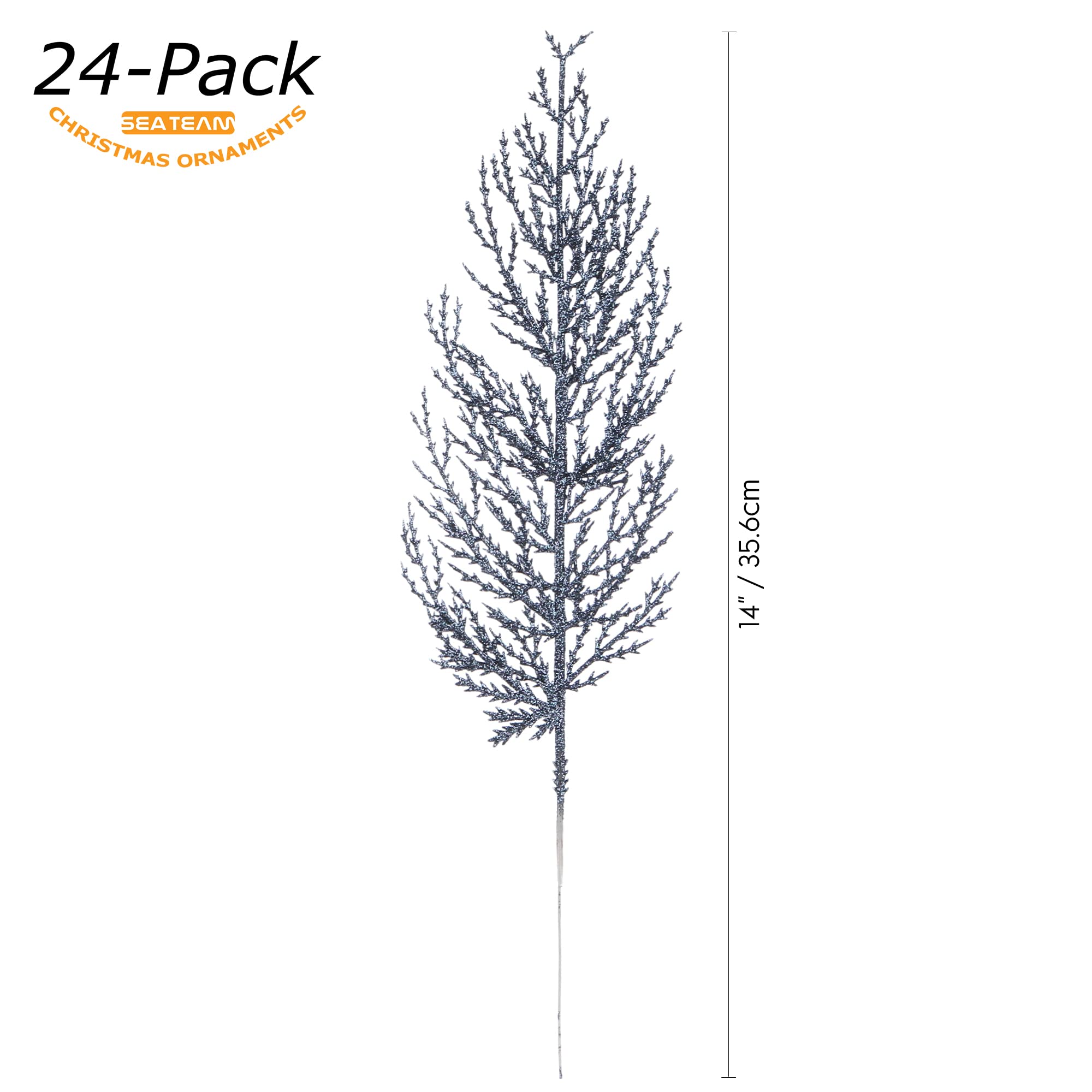 Foto 2 | Adornos Para Árbol De Navidad Sea Team, Ramita De Pino Con Purpurina, 14 Cm - Venta Internacional.