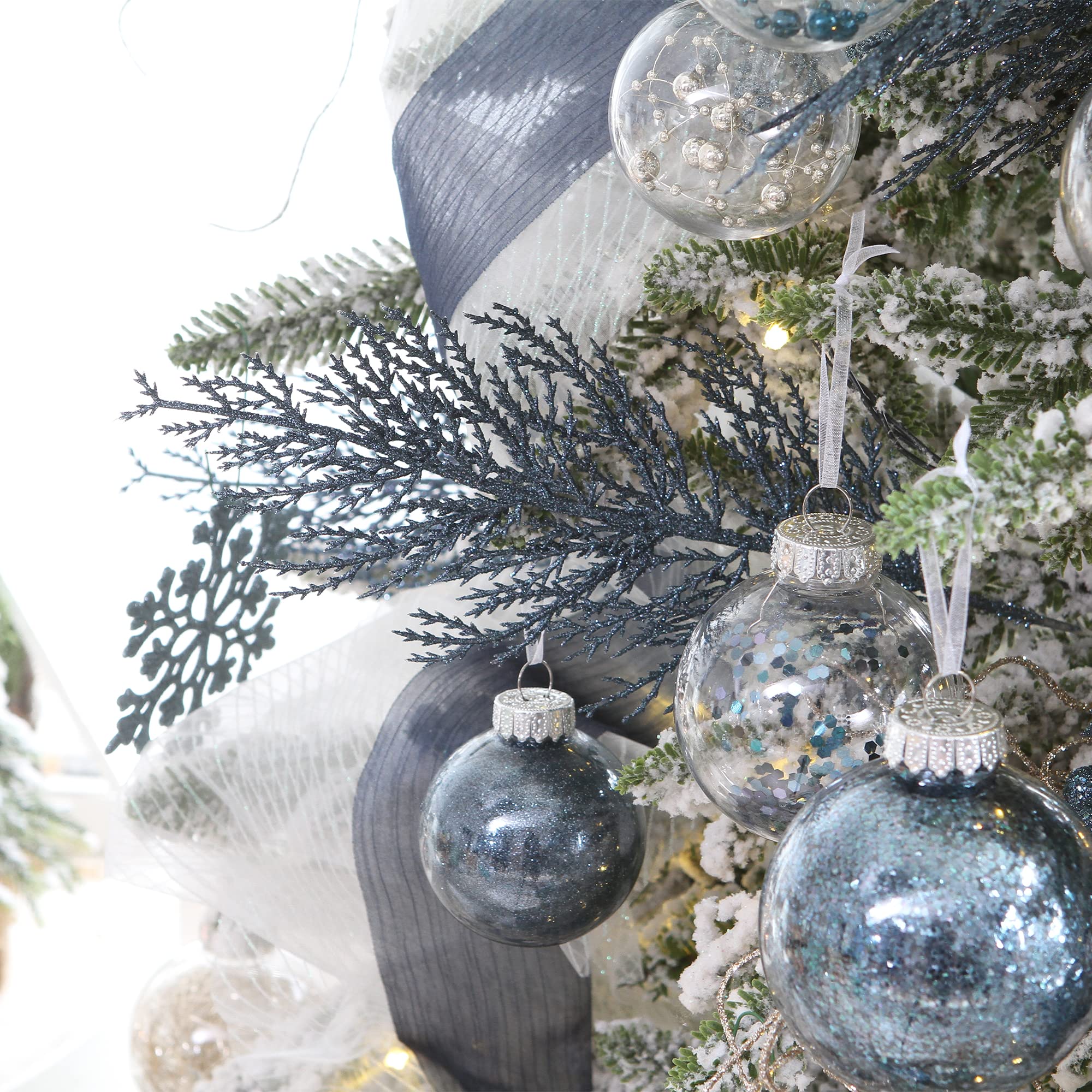 Foto 6 pulgar | Adornos Para Árbol De Navidad Sea Team, Ramita De Pino Con Purpurina, 14 Cm - Venta Internacional.
