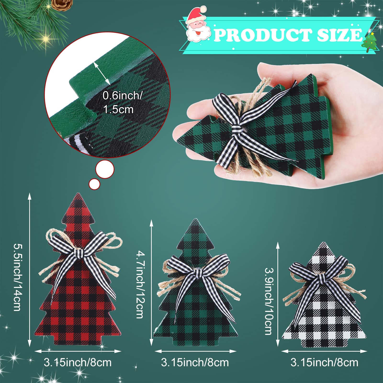 Foto 2 | Decoración Navideña, Mesa De Madera Yookeer, Árbol De Navidad, X3 - Venta Internacional.
