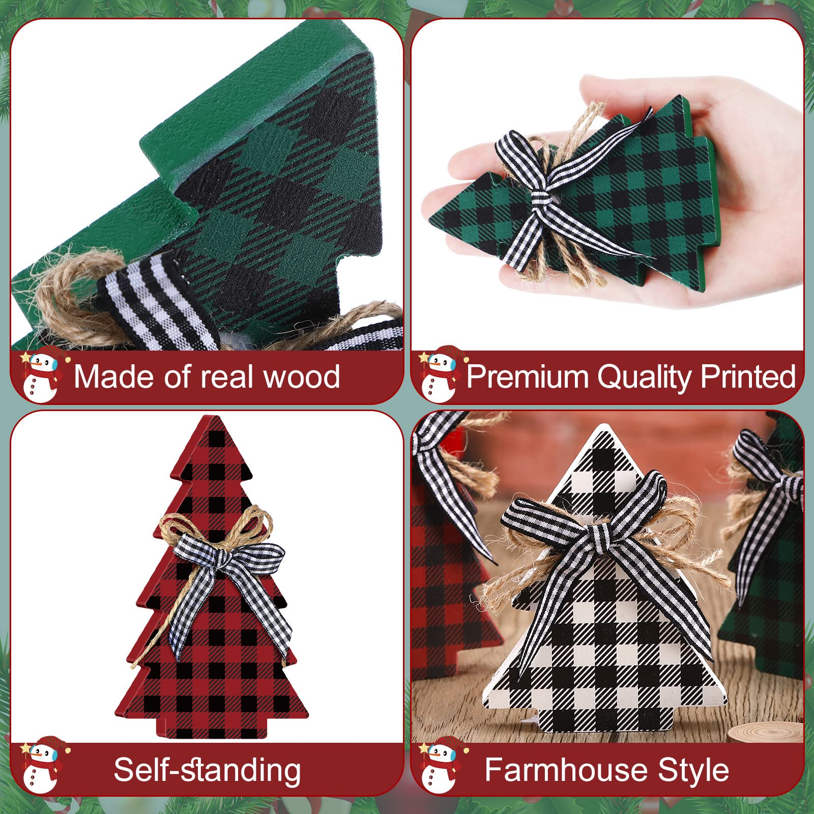 Foto 4 pulgar | Decoración Navideña, Mesa De Madera Yookeer, Árbol De Navidad, X3 - Venta Internacional.