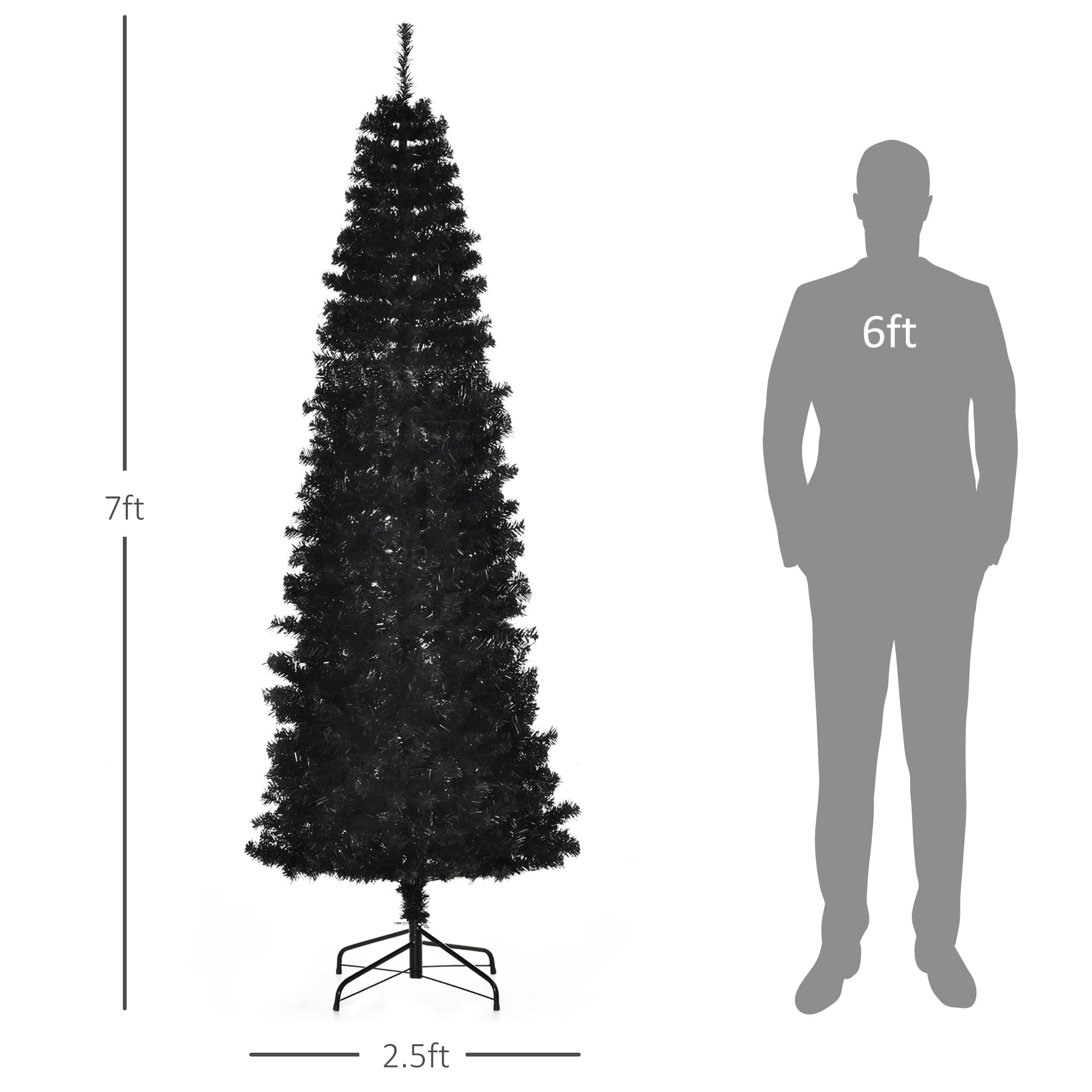 Foto 5 | Lápiz Homcom Con Forma De Árbol De Navidad, Delgado, 7 Pies, Sin Iluminación, Abeto De Douglas - Venta Internacional.