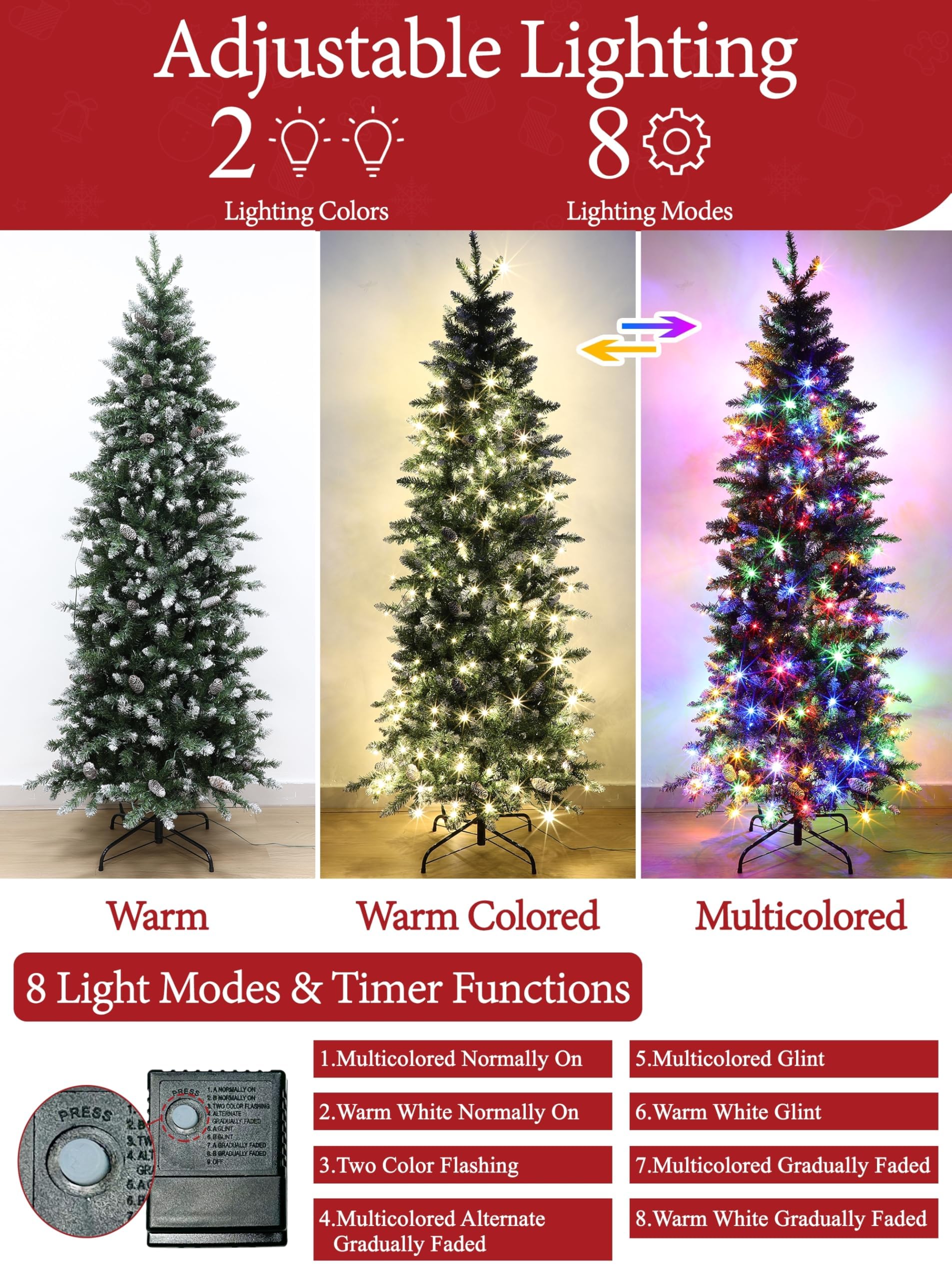 Foto 3 pulgar | Árbol De Navidad Turnmeon Prelit Fraser Fir De 6 Pies Con 250 Led - Venta Internacional.